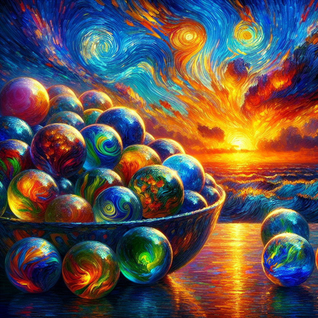 Colorful Marbles - Impressionist Van Gogh-Inspired Style