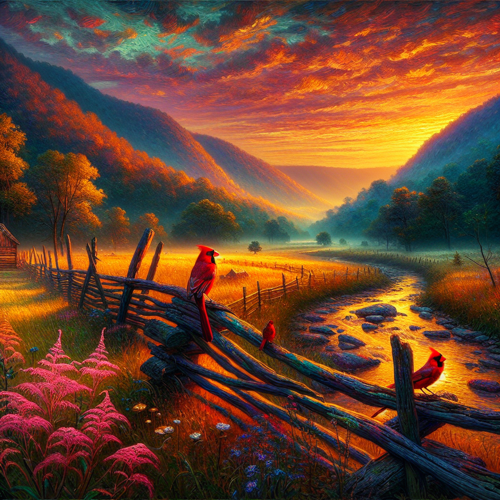 Golden Hour Cardinals Over the Creek Golden Hour Cardinals Over the Creek