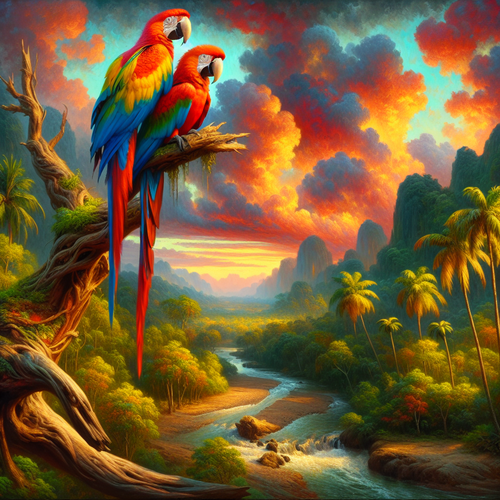 Parrots Above the Sunset Valley Parrots Above the Sunset Valley