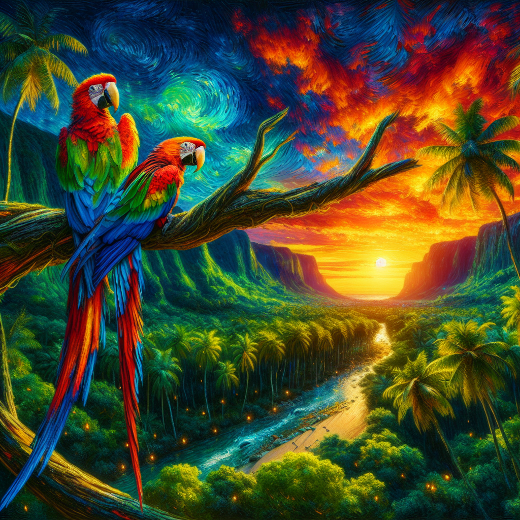 Parrots Above the Sunset Valley Parrots Above the Sunset Valley