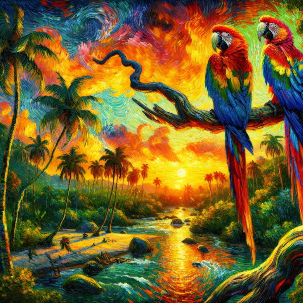 Parrots Above the Sunset Valley Parrots Above the Sunset Valley