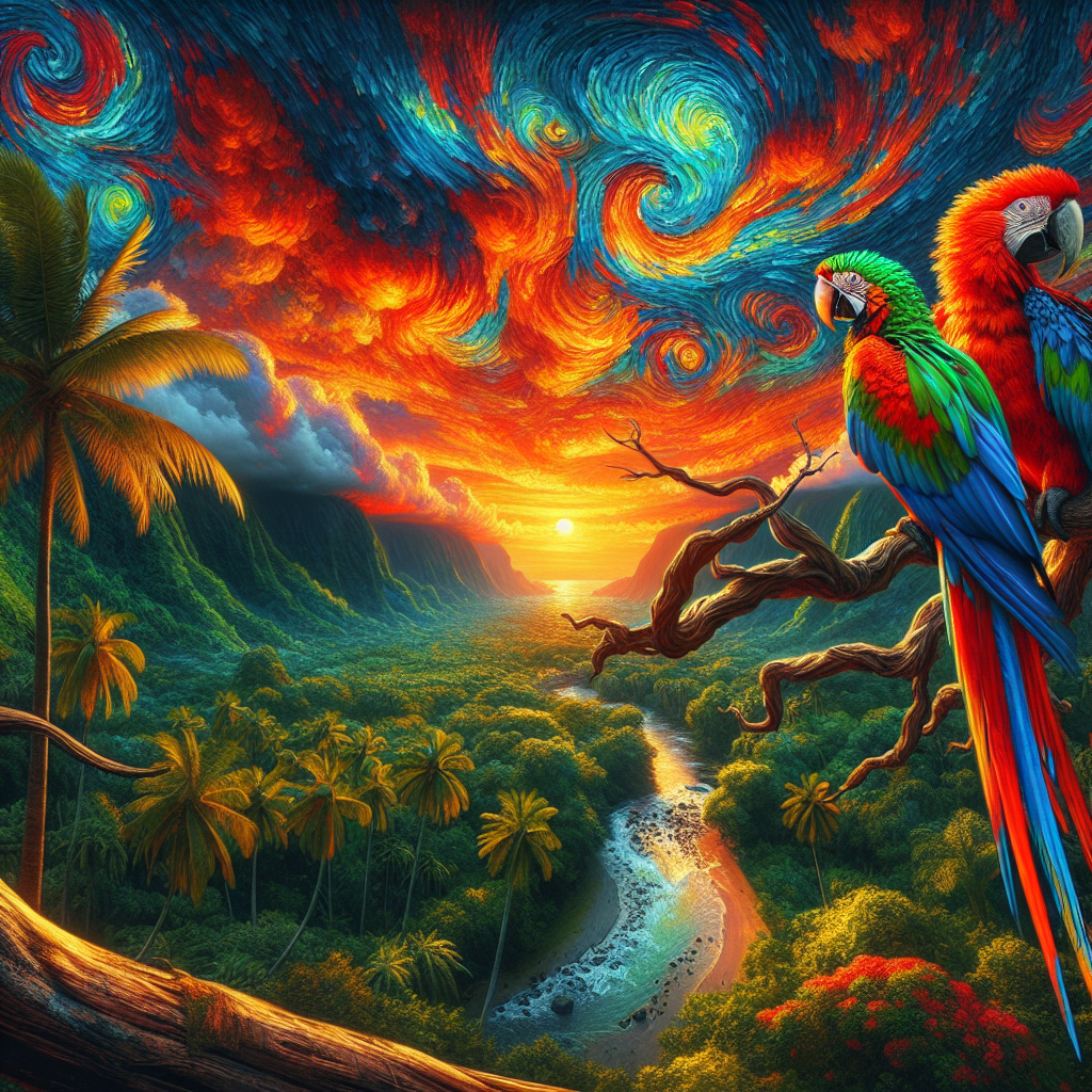 Parrots Above the Sunset Valley Parrots Above the Sunset Valley