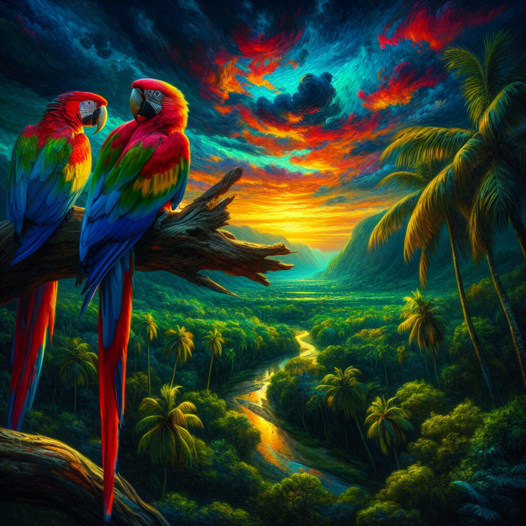Parrots Above the Sunset Valley Parrots Above the Sunset Valley