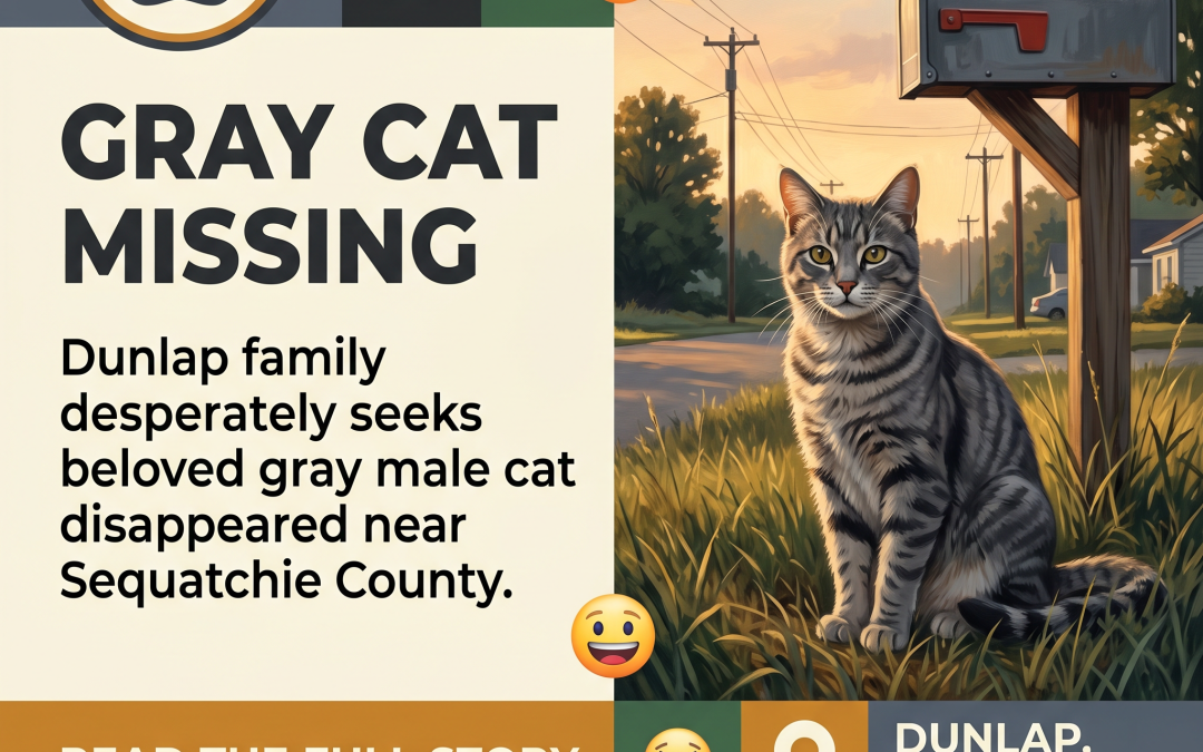 All Gray Male Cat Missing in Dunlap, TN Near Sequatchie County Electric Company
