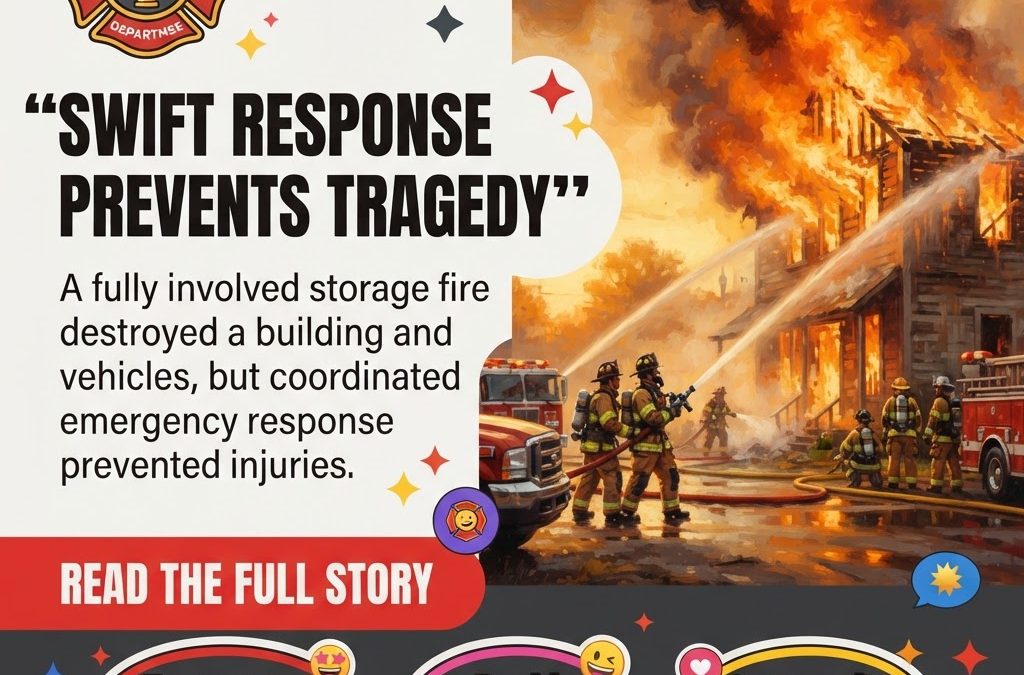 🚒 Storage Building Fire Destroys Structure, Damages Vehicles on Hickory Street