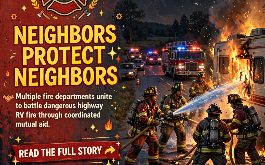 🚒 Multiple Fire Departments Battle RV Fire on Highway 111 in Van Buren County