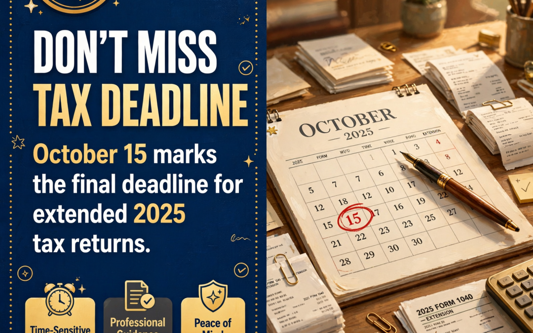 📋 October 15 Tax Filing Extension Deadline Reminder for 2025 Returns