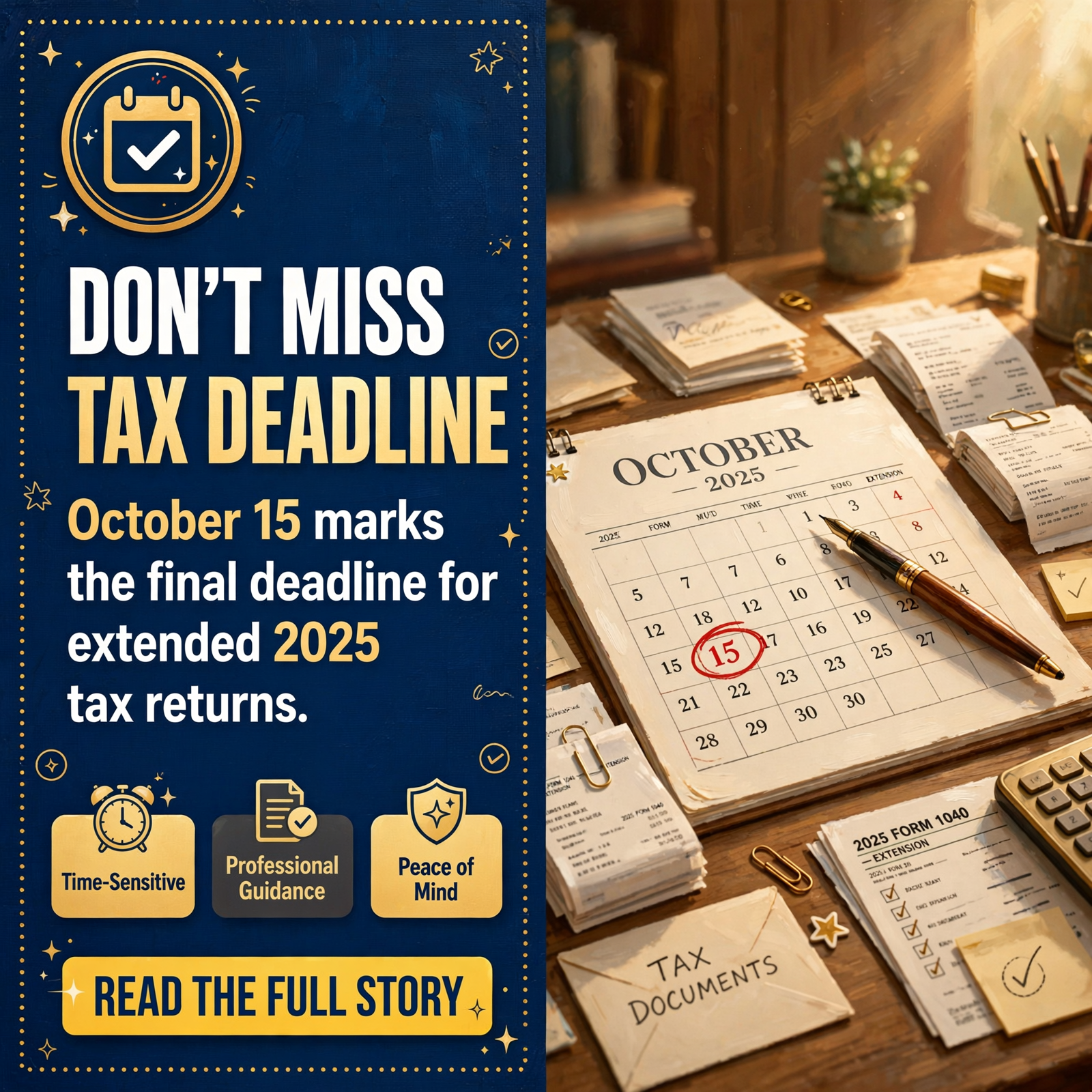 Featured image for "📋 October 15 Tax Filing Extension Deadline Reminder for 2025 Returns"