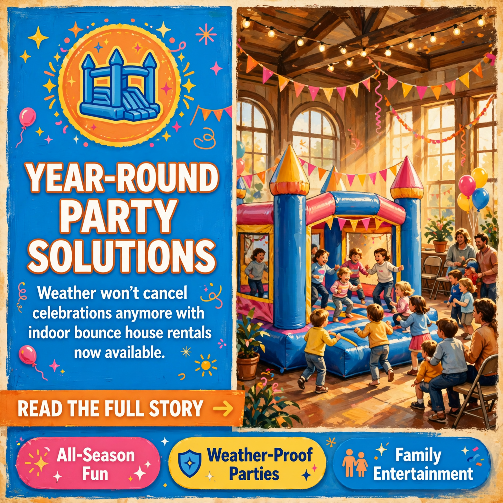Featured image for "🎉 Indoor Bounce House Rentals Bring Year-Round Party Options to Spencer"