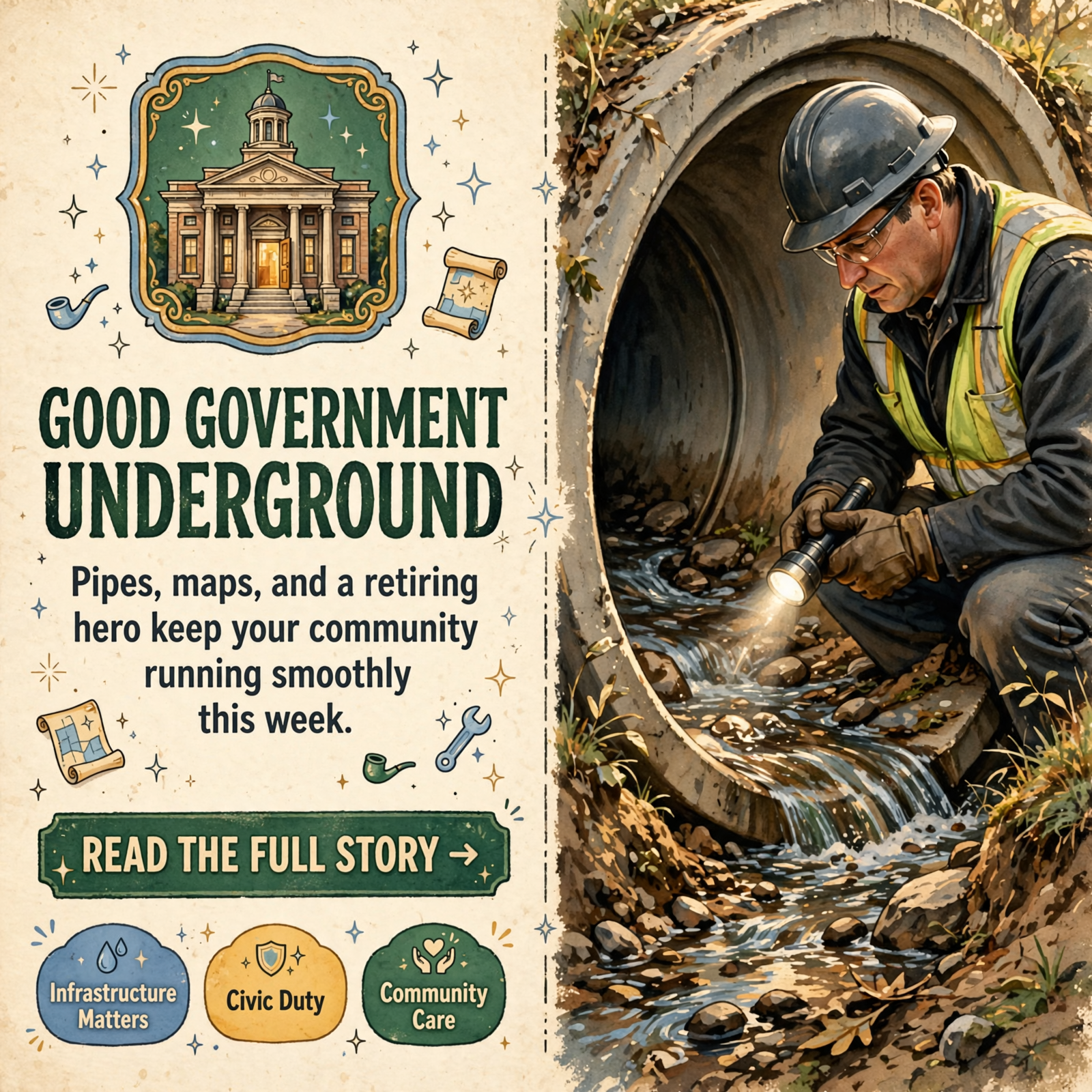 Featured image for "🏛️ Courthouse Corner: Hamilton Fixes a Flood-Prone Culvert, a Good Dog Retires, and Bledsoe Posts Its Oct. 19 Agenda"