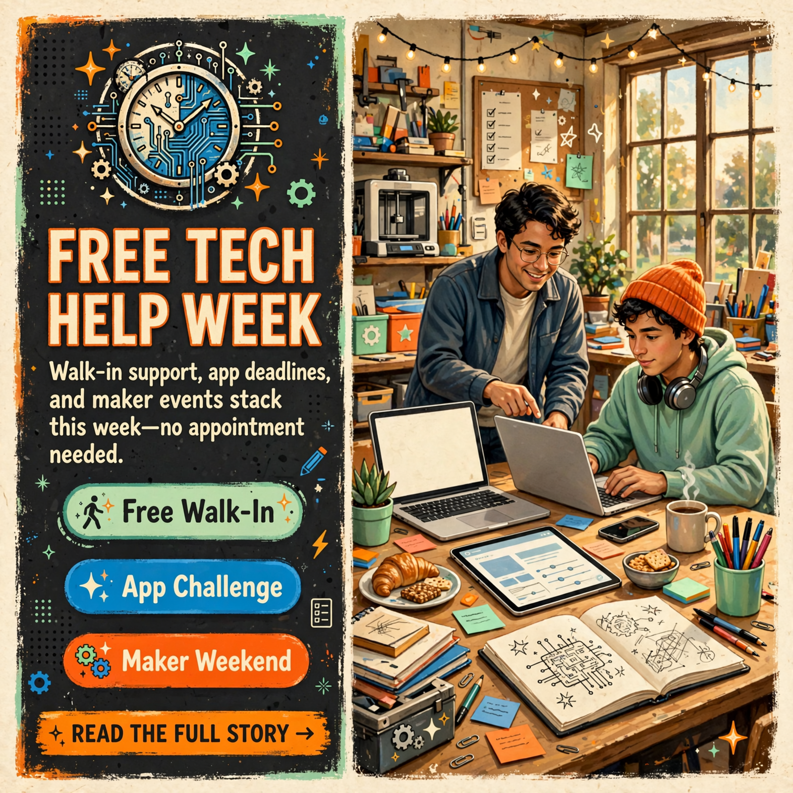 Featured image for "🛠️ Free Tech Help in Dunlap Through October, a Thursday Clock to Get TN-04 Into the App Challenge, and a Cheap Creator Week Over the…