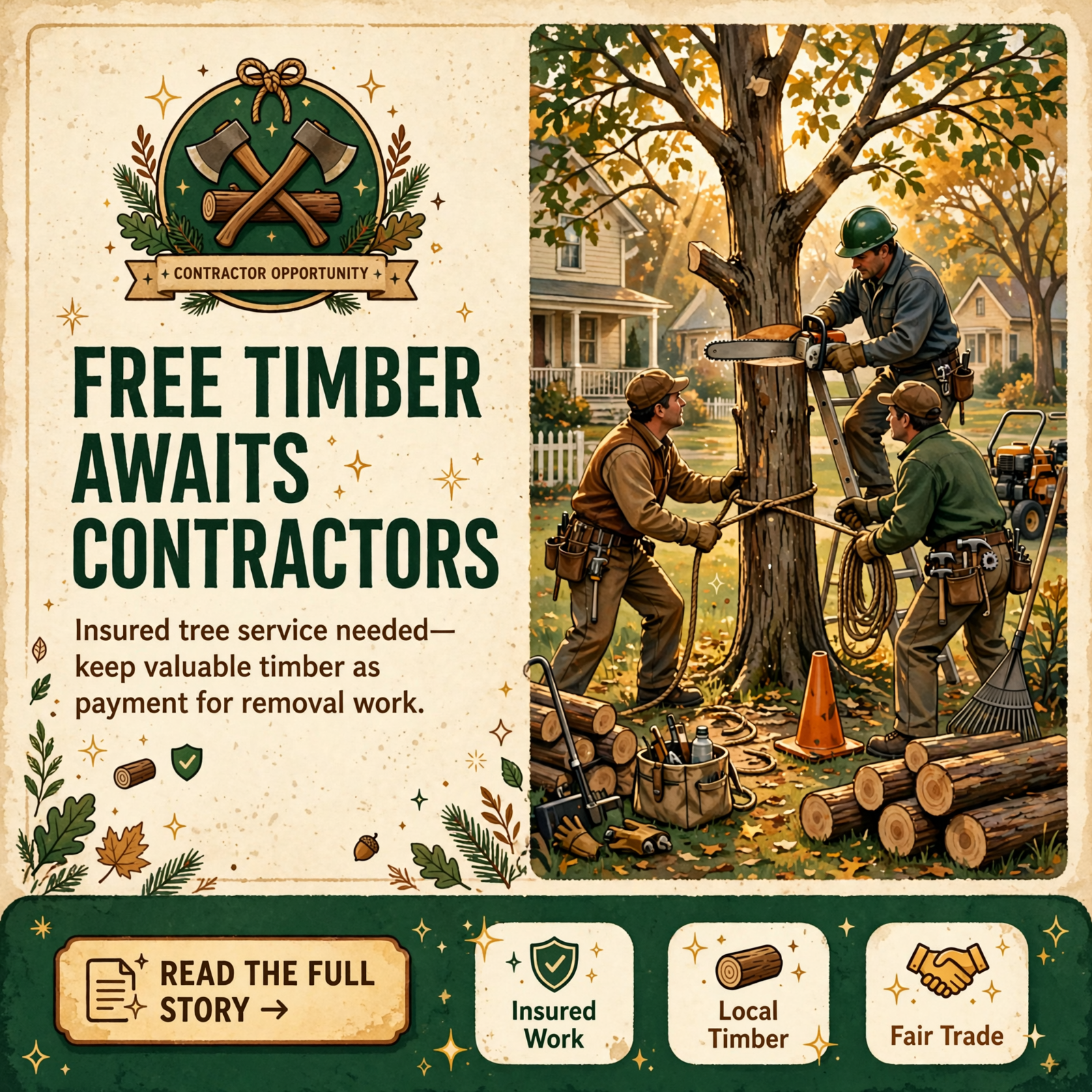 Featured image for "🌲 Ooltewah Homeowner Seeks Insured Tree Service to Remove 6 Medium Trees - Timber Available to Contractor"
