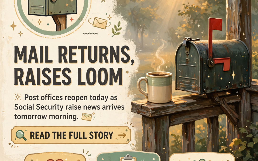 ☕ Front Porch Morning: Mail Is Back, a Free Medicare Talk Tonight, and Tomorrow’s Social Security Raise