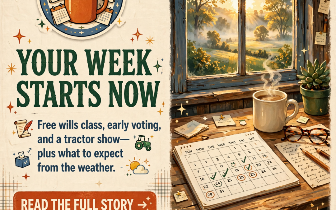 🗞️ Wills Class This Morning, Early Voting Tomorrow, Social Security Raise Wednesday