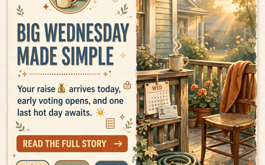 ☕ Front Porch Morning: Raise Day, Early Voting Opens, and One Last Hot Day Before the Cool-Down