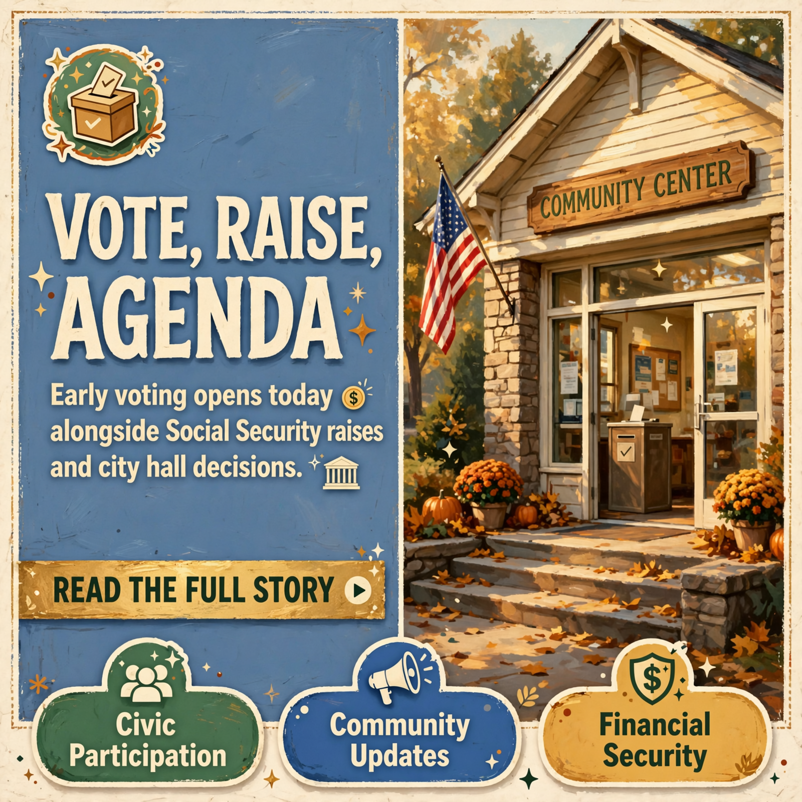 Featured image for "🗳️ Early Voting Opens Today, Social Security's Raise Due This Morning, and City Hall's Agenda Is Posted"