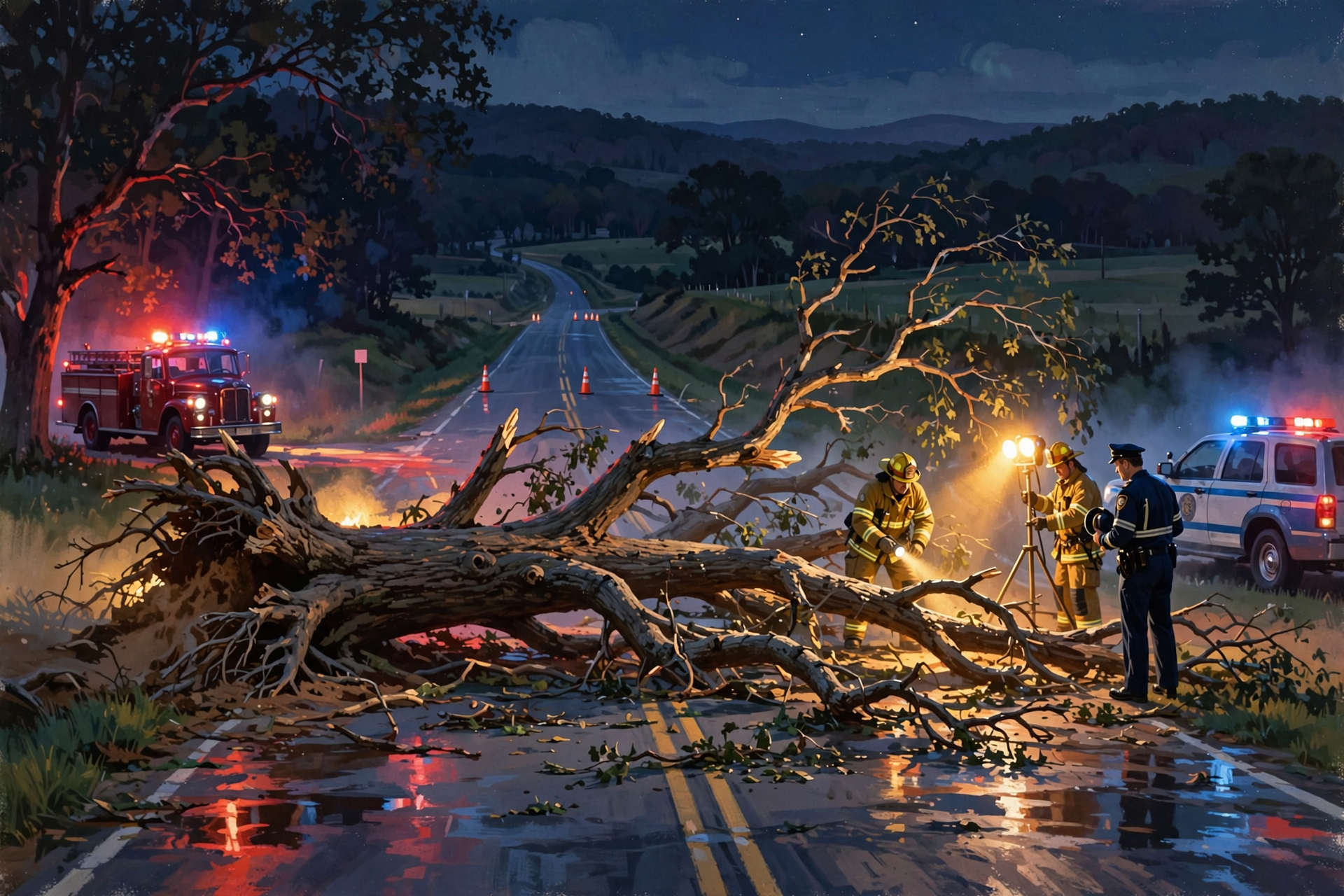 Illustration for 🚗 Yesterday's News: A Storm Tree on U.S. 127 and a Tiny Earthquake