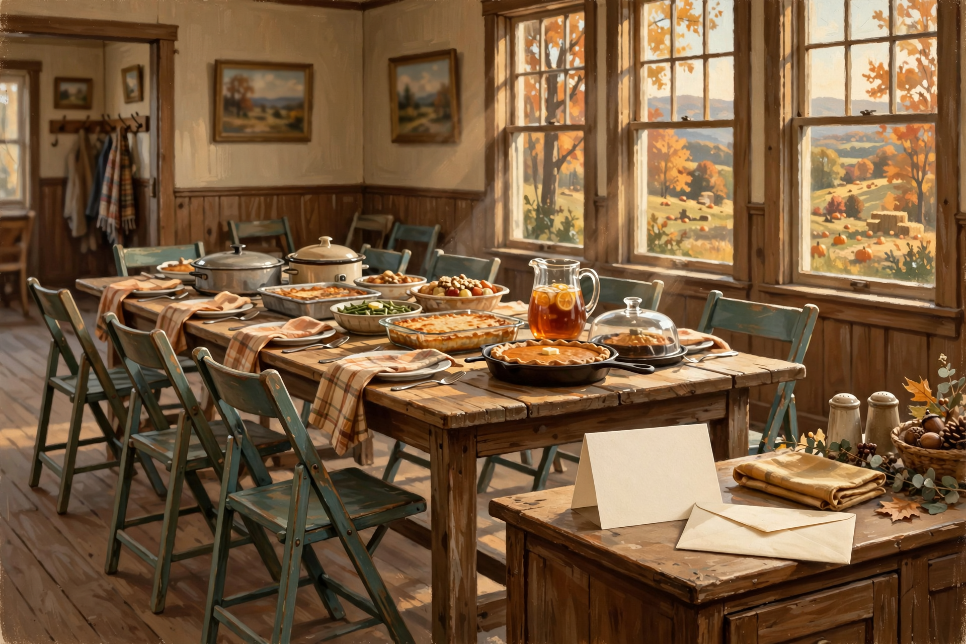 Illustration for βͺ Sunday, Oct. 18: Pews, a Fellowship Meal and a Thank-You Card