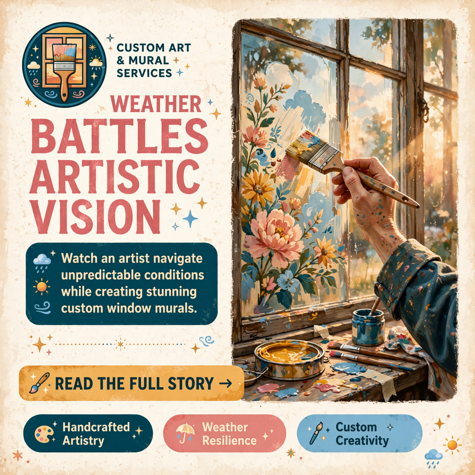 Featured image for "🎨 Window Painter Shares Behind-the-Scenes Look at Custom Mural Work"