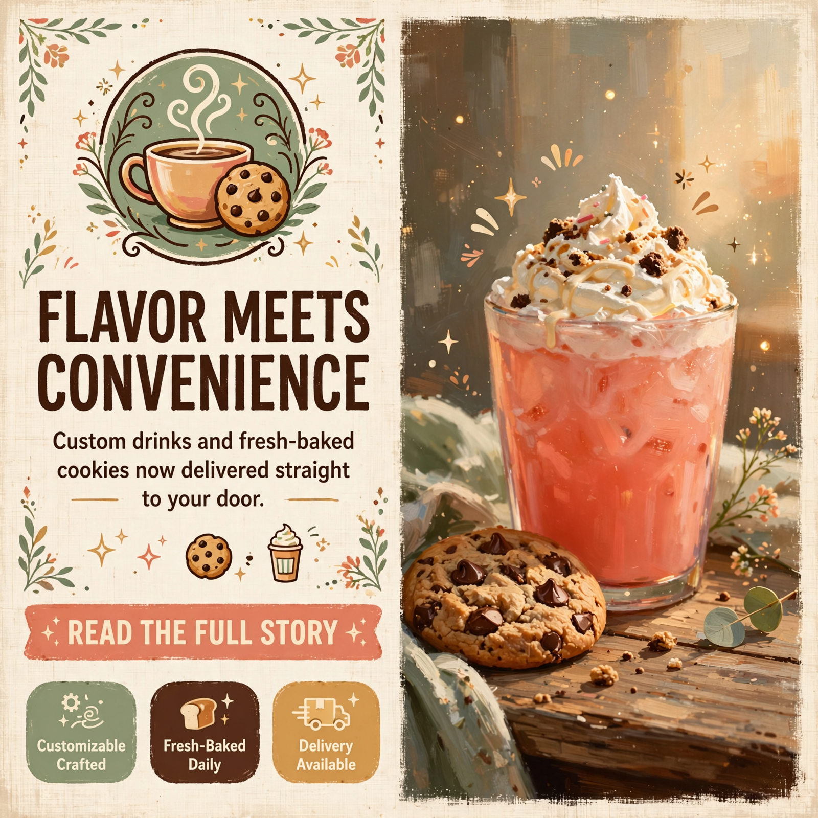 Featured image for "☕ The Last Straw Offers Customizable Drinks & Fresh-Baked Cookies with Delivery Service"