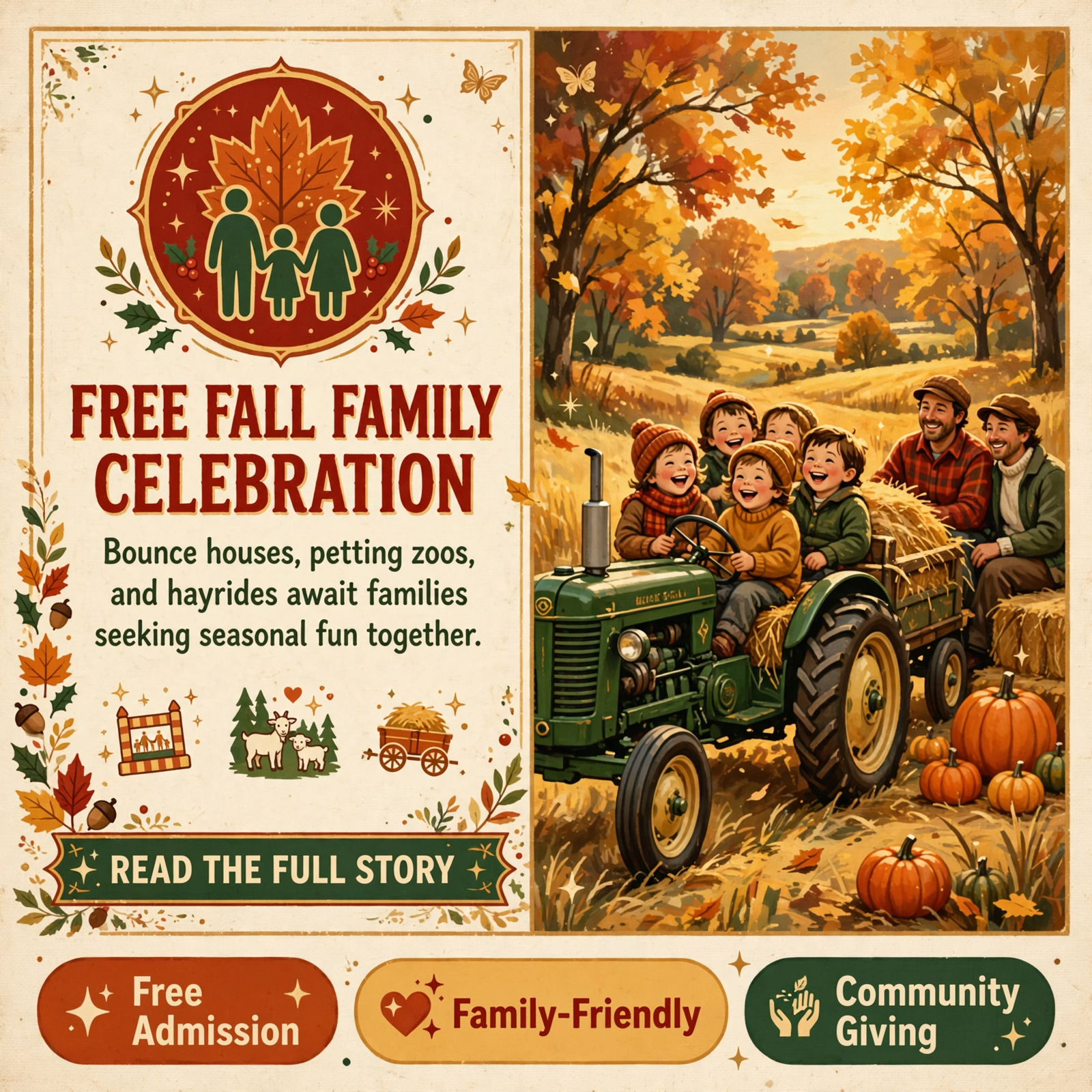 Featured image for "🎃 Fall Festival in Spencer - Free Family Fun with Bounce House, Petting Zoo & Hayride on October 17"