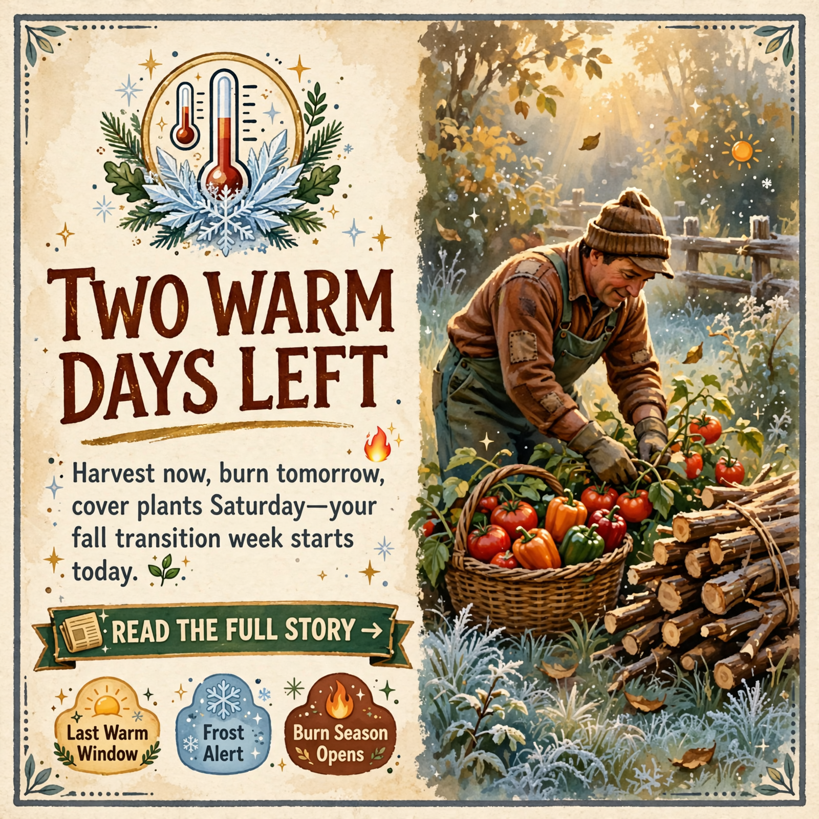 Featured image for "🌡️ One More Hot Day, Then Burn Permits and a 39-Degree Night — Your Valley Weather, Garden & Farm Wednesday"