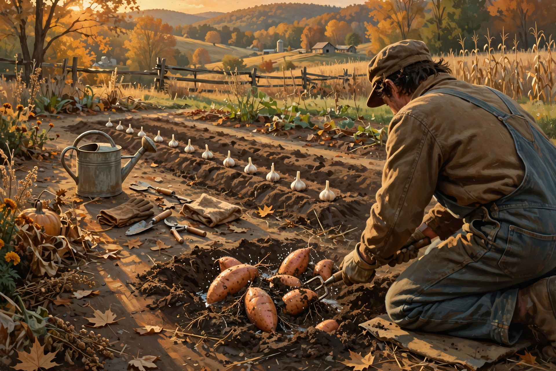 Illustration for 🍠 Dig Sweet Potatoes While It's Still Warm — Plus Garlic and Midweek Chores