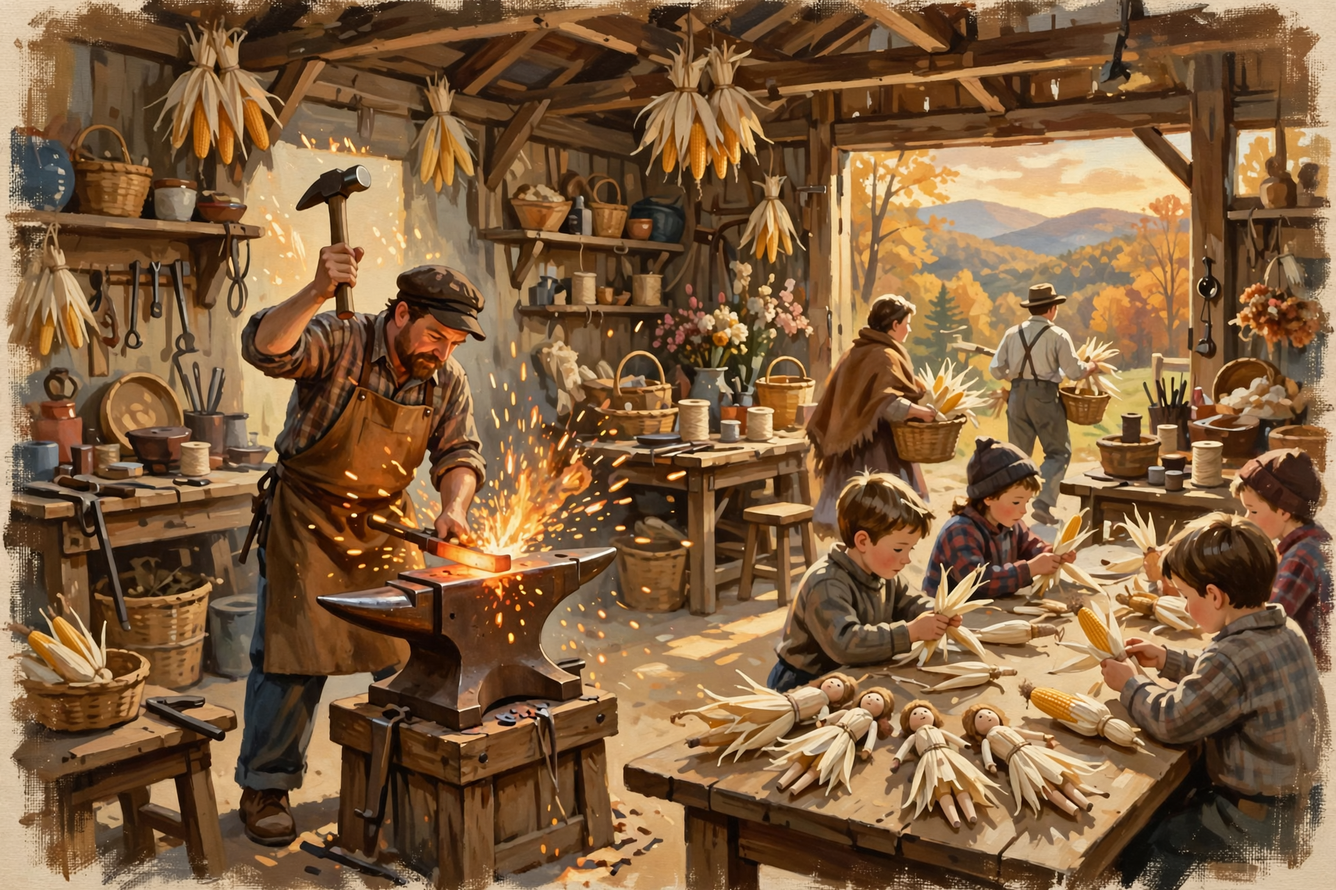 Illustration for 🎄 Watch a Blacksmith at Work and Let the Kids Make Corn Husk Dolls at the Appalachian Center for Craft