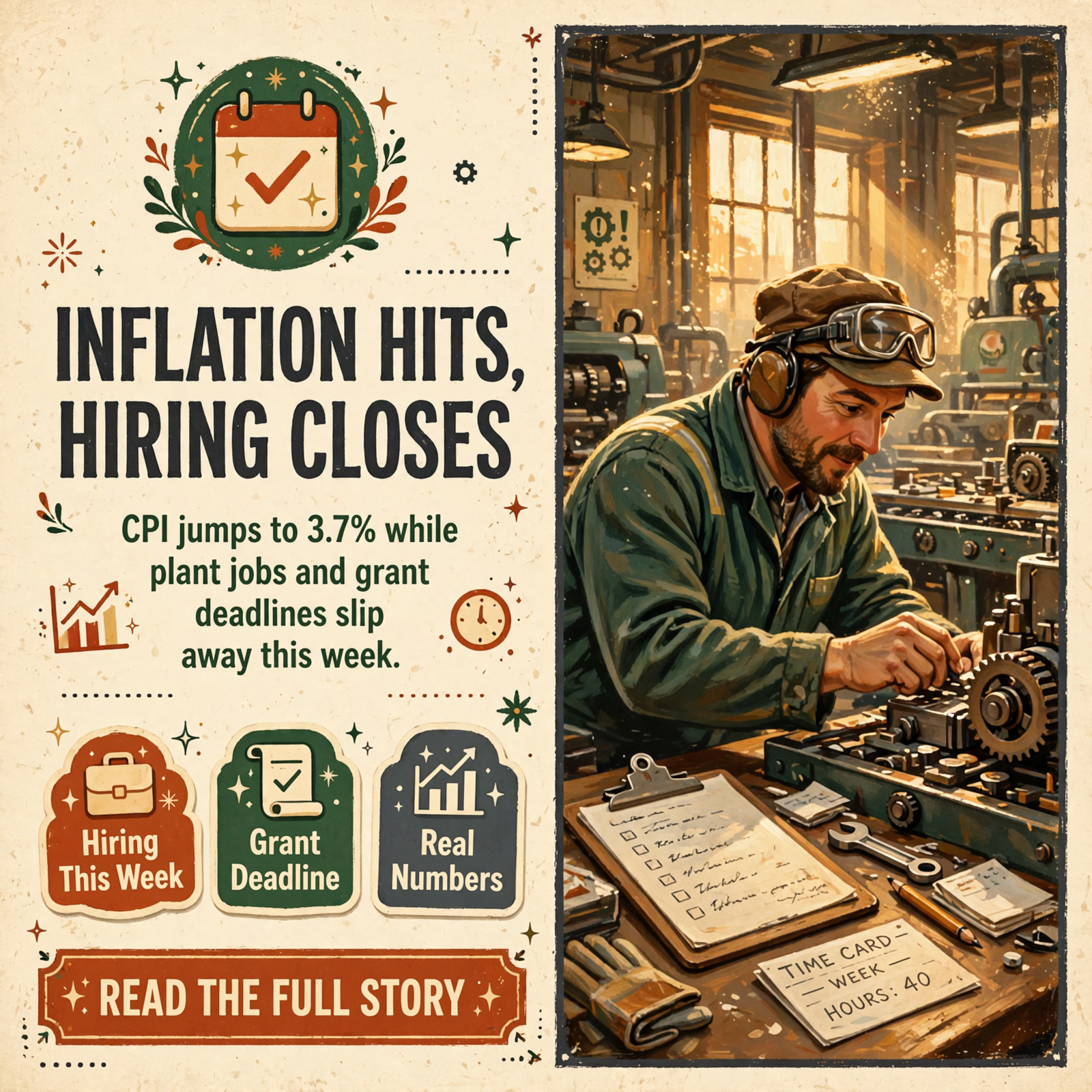 Featured image for "💼 CPI Hits 3.7%, Idea Leap Workshop Today, and Fresh Hiring From Crossville to Dunlap Floors"