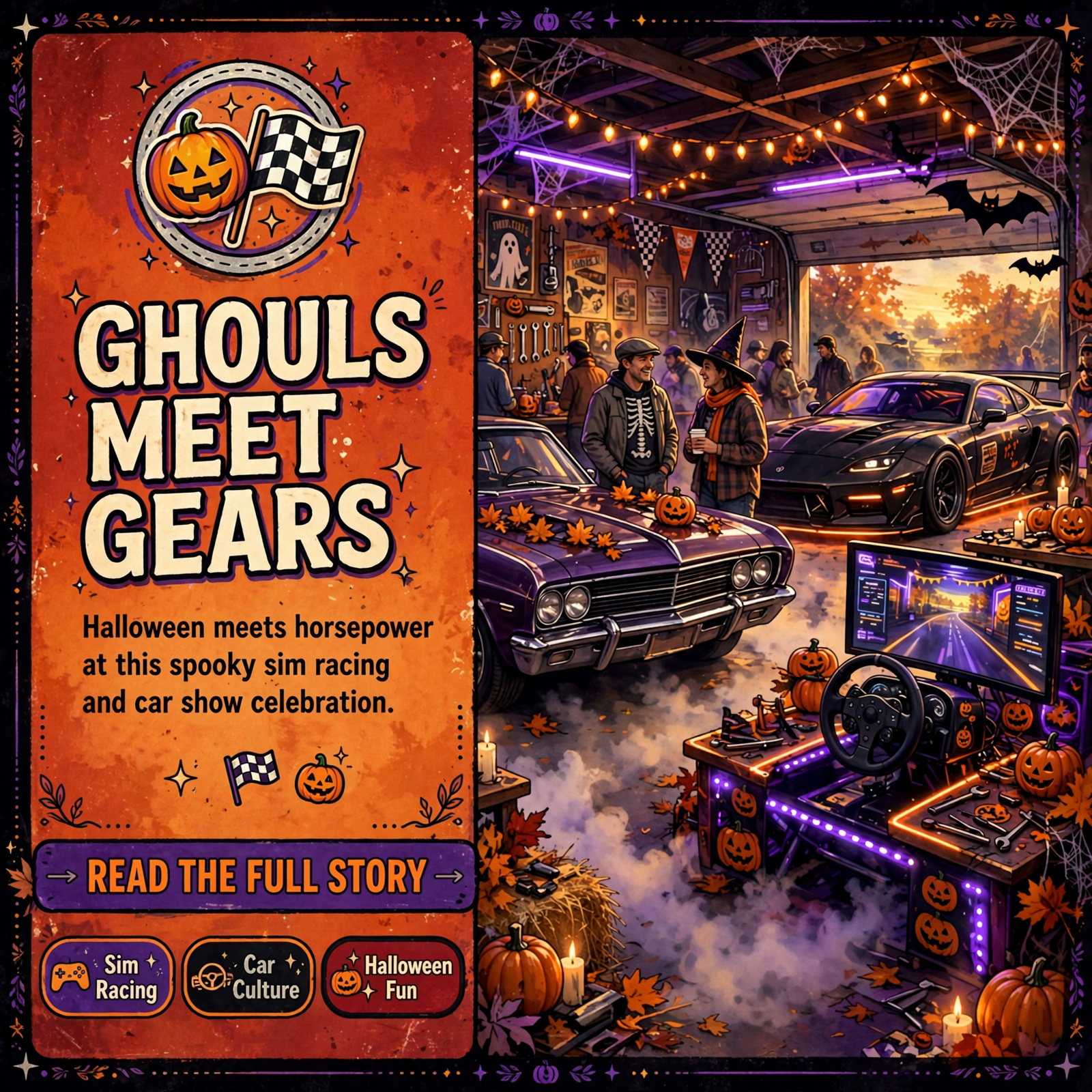Featured image for "🎃 Ghouls and Gears Halloween Car Show Comes to Whitwell - With Sim Racing and Cash Prizes"
