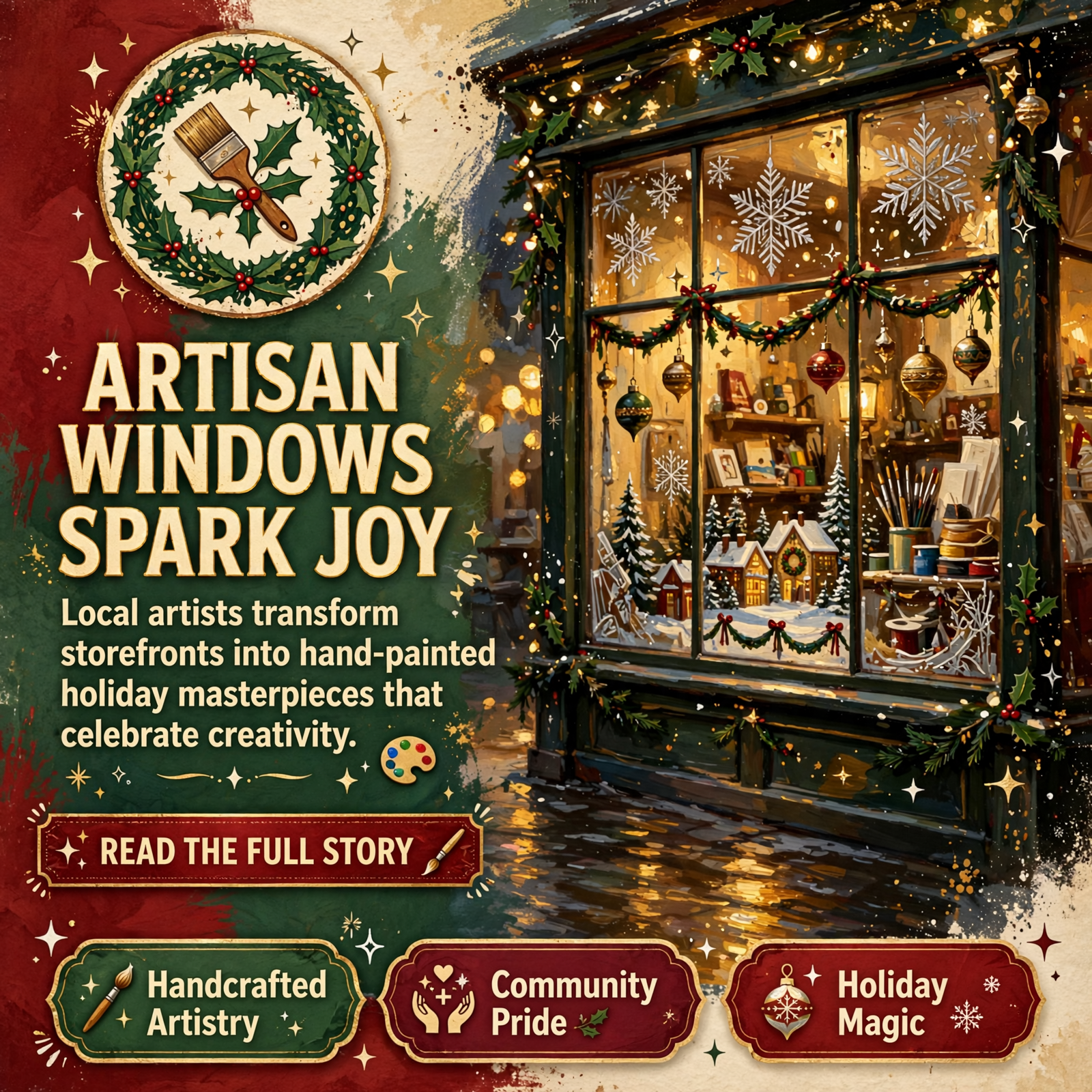 Featured image for "🎨 Hand-Painted Christmas Window Art Brings Holiday Cheer to Local Spaces"