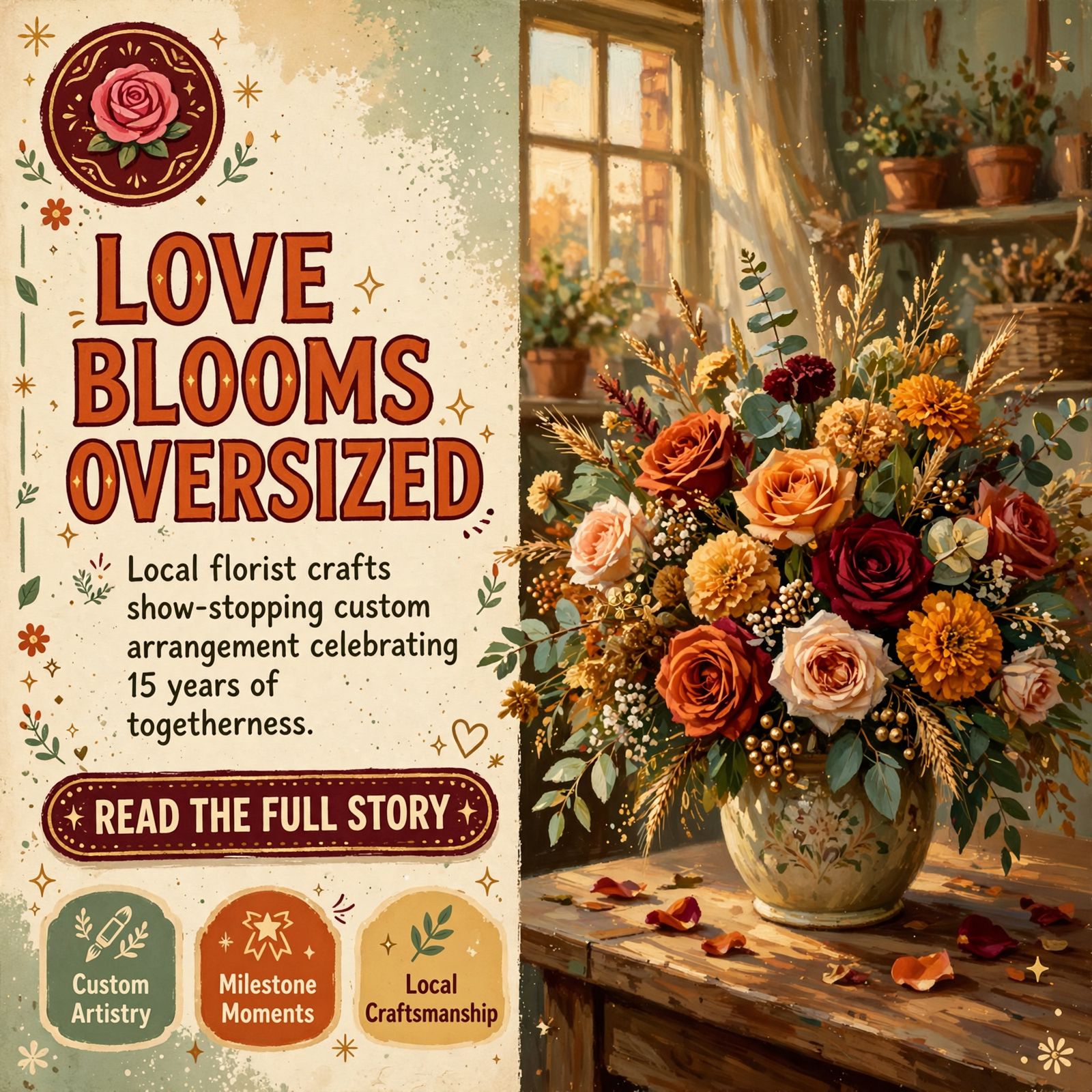 🌹 Custom Floral Design Celebrates Milestone with Show-Stopping Anniversary Arrangement — Featured Image Featured image for "🌹 Custom Floral Design Celebrates Milestone with Show-Stopping Anniversary Arrangement"