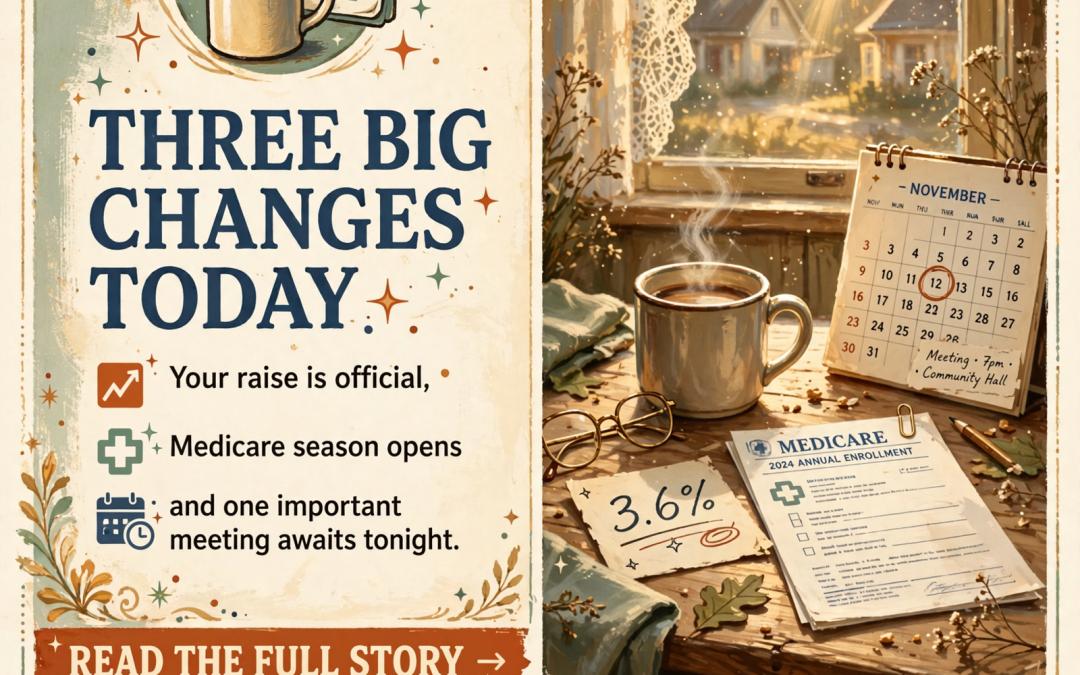 β Front Porch Morning: Medicare Season Starts, Your 3.6% Raise Is Official, and City Hall Meets Tonight