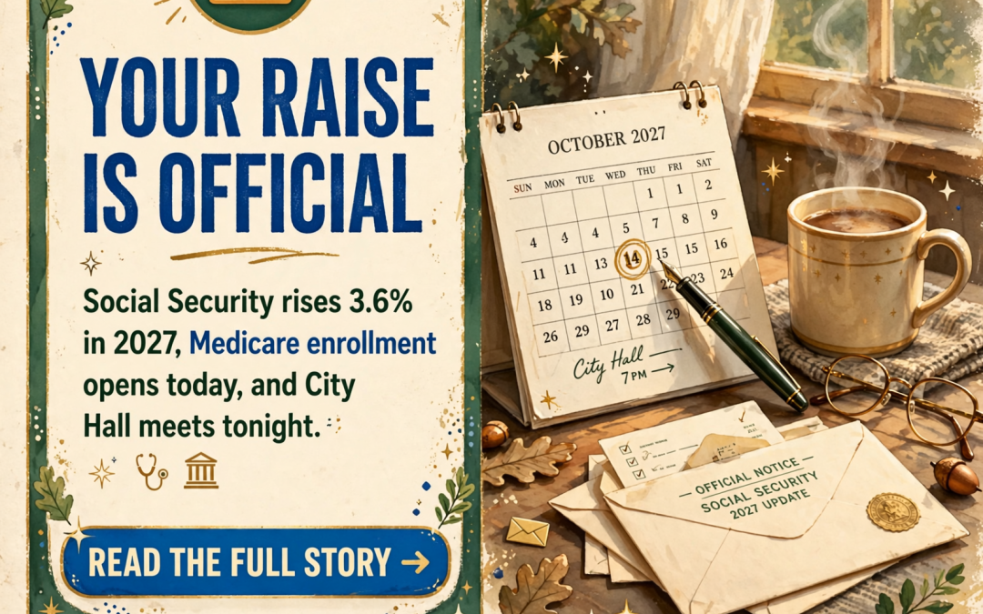 π΅ Social Security’s Raise Is 3.6%, Medicare Shopping Opens Today, and City Hall Meets Tonight