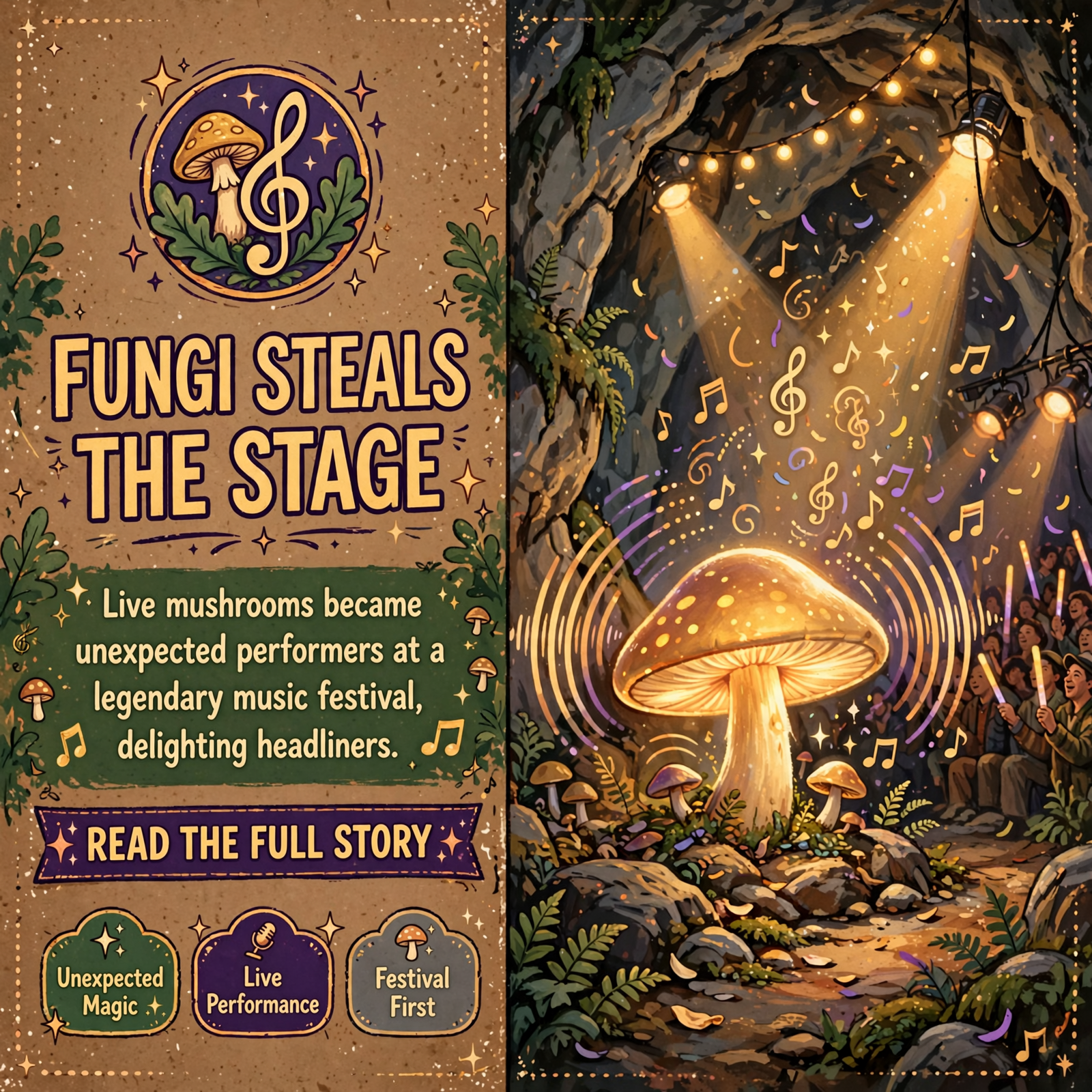 Featured image for "🍄 Live Mushrooms Take the Stage at CaveFest in Pelham - A First for Gillian Welch & David Rawlings"
