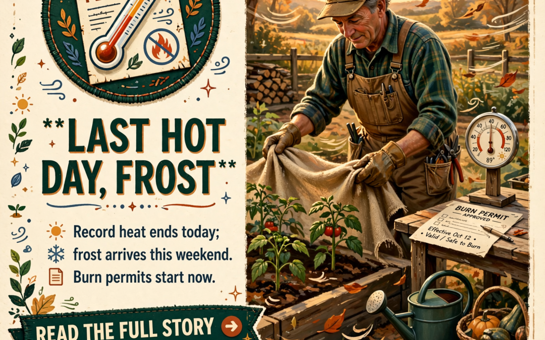 🔥 Burn Season Opens Today, One Last 89-Degree Afternoon, and a 38-Degree Saturday Night — Your Valley Weather, Garden & Farm Thursday