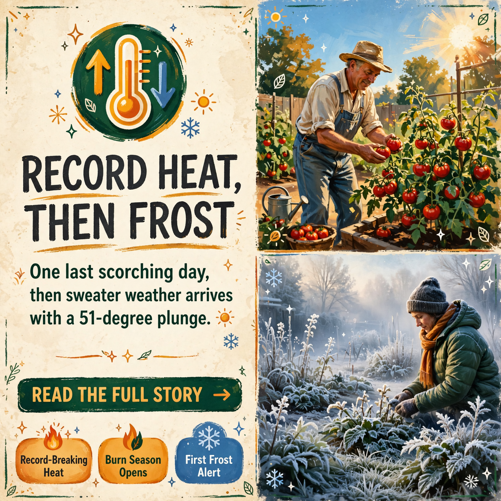 🏆 Chattanooga Hits a Record 92, Burn Season Opens Today, and Saturday Night Dips to 38: Your Weather & Outdoors Ahead… Featured image for "🏆 Chattanooga Hits a Record 92, Burn Season Opens Today, and Saturday Night Dips to 38: Your Weather & Outdoors Ahead"