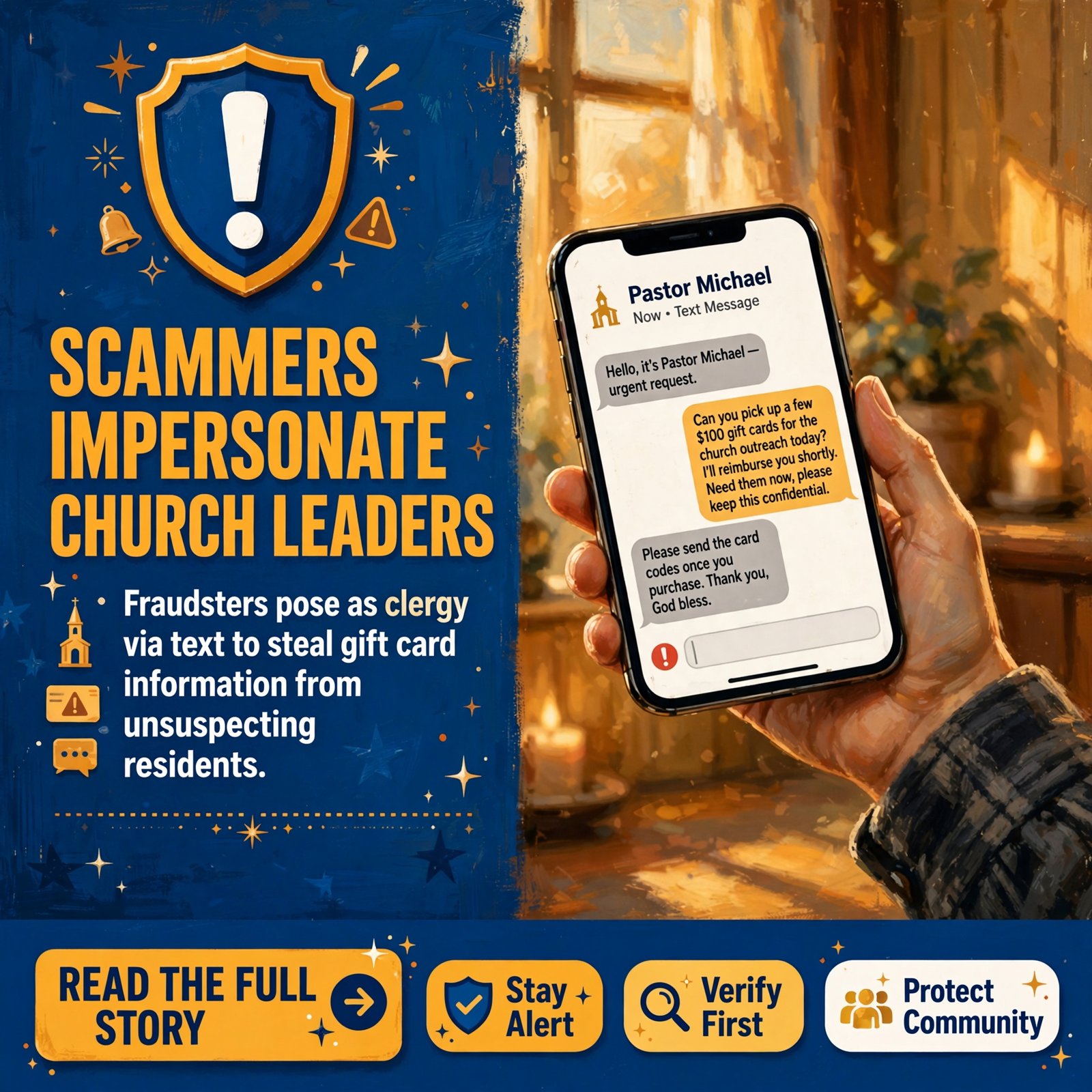 β οΈ Text Message Scam Targets Local Residents Posing as Church Leadership β Featured Image Featured image for "β οΈ Text Message Scam Targets Local Residents Posing as Church Leadership"
