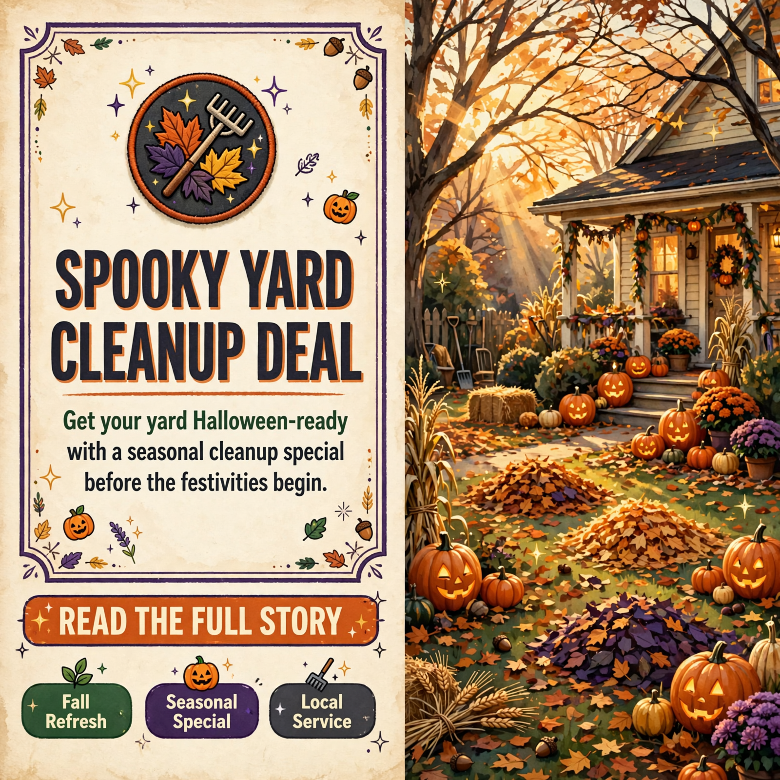 Featured image for "🎃 Stoker + Bros Mowing + More Offers Halloween Yard Cleanup Deal in Dunlap"