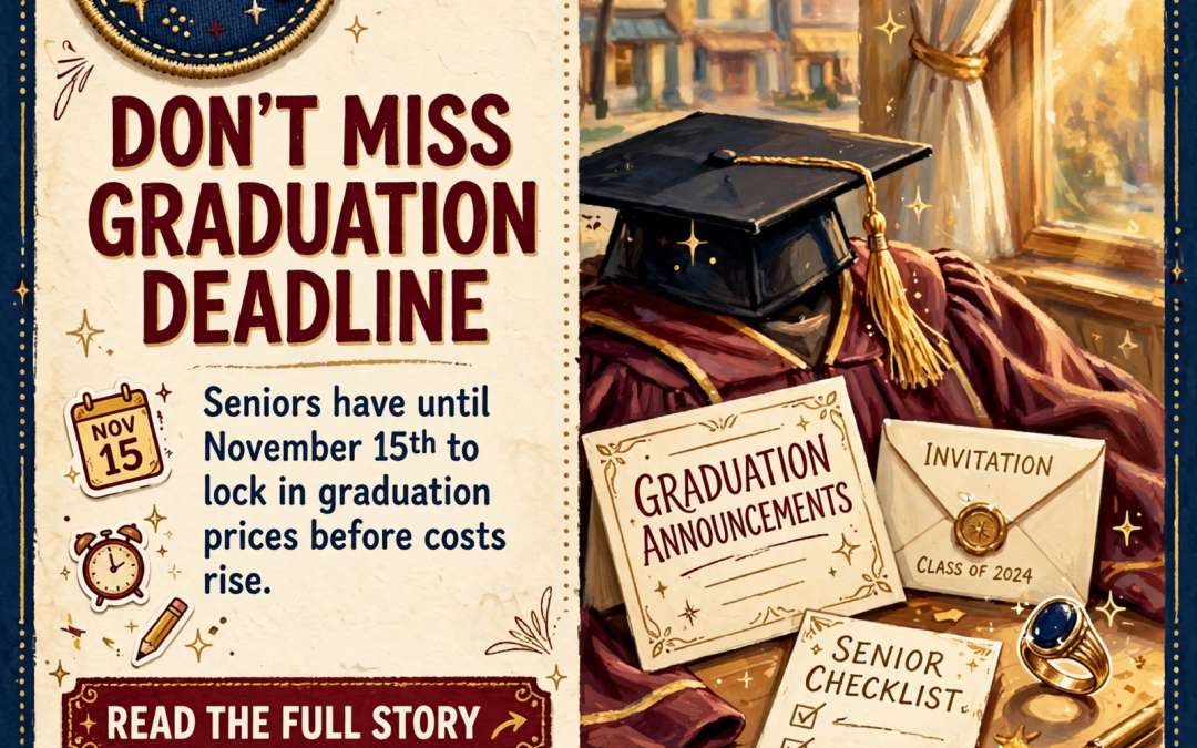 🎓 Seniors: Order Your Graduation Announcements and Caps & Gowns by November 15th