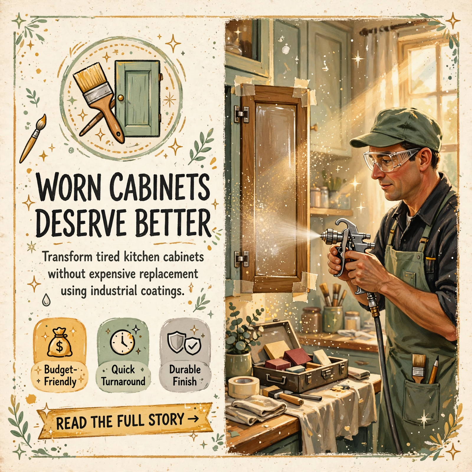Featured image for "🎨 Kitchen Cabinet Refinishing in Chattanooga: How Industrial Coatings Restore Worn Finishes"
