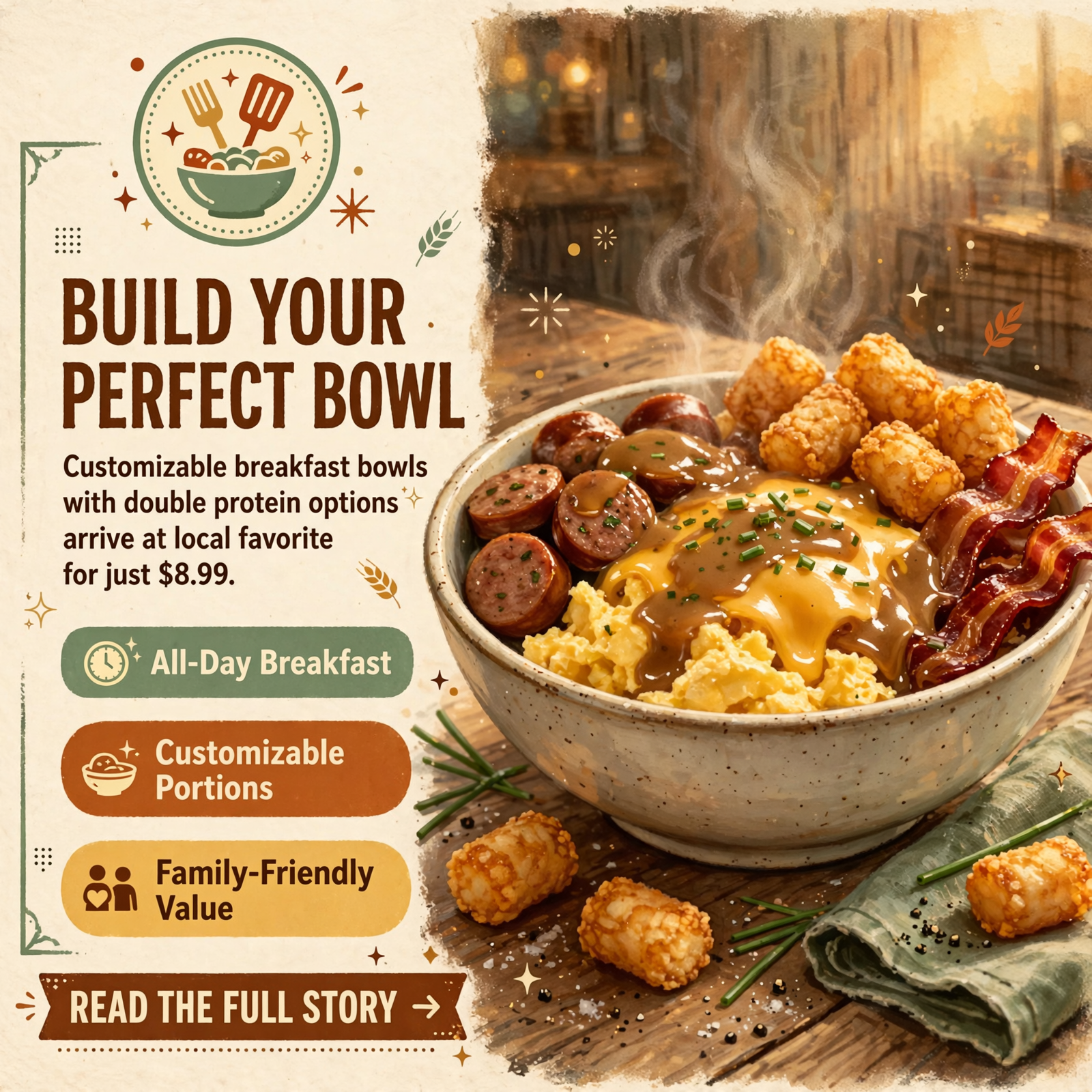 Featured image for "🍳 Hearty Breakfast Bowls Come to Tammy's Market in McMinnville - Double Steak Option for $8.99"