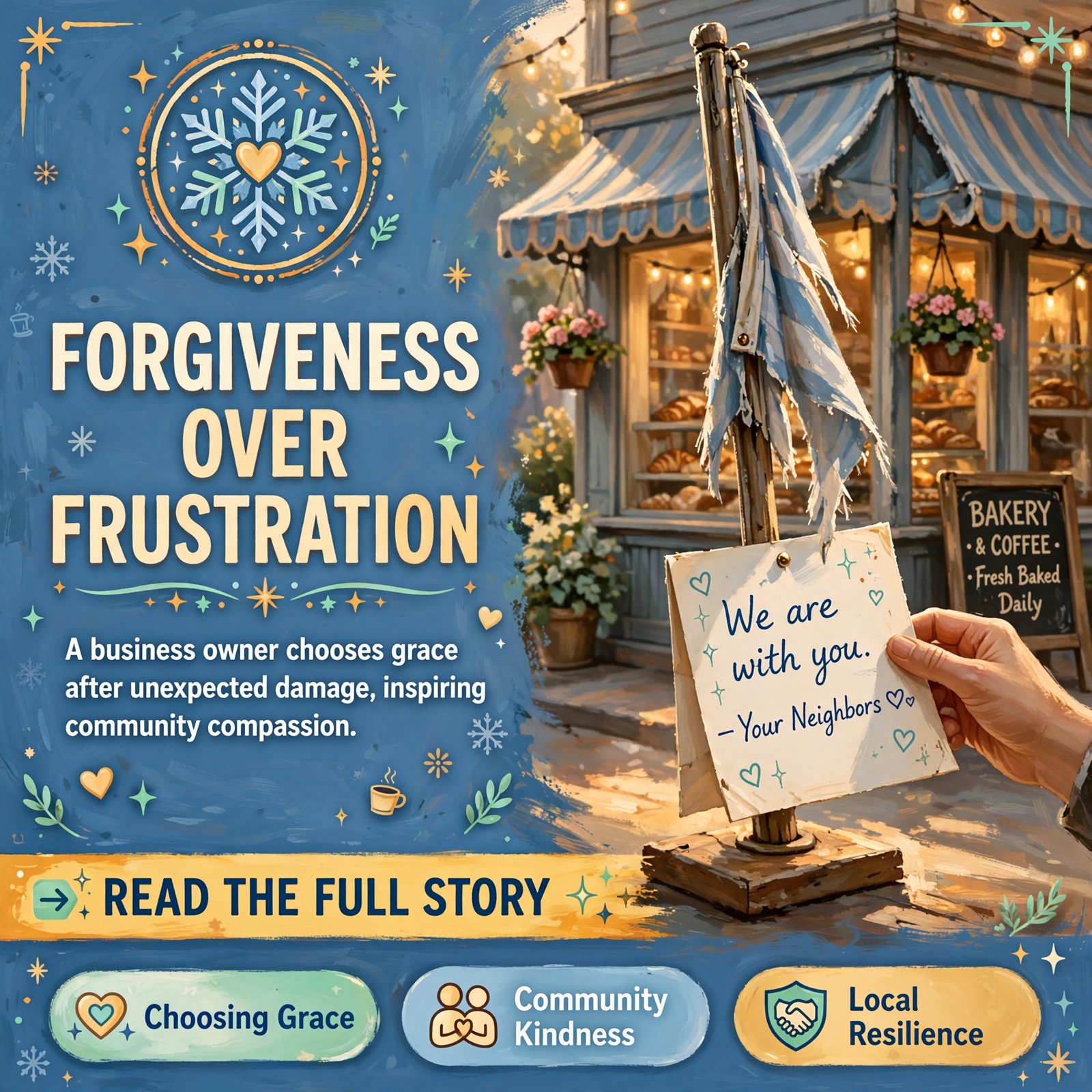Featured image for "💀❄️ Local Business Owner Chooses Forgiveness After Flagpole Damaged in Chattanooga"