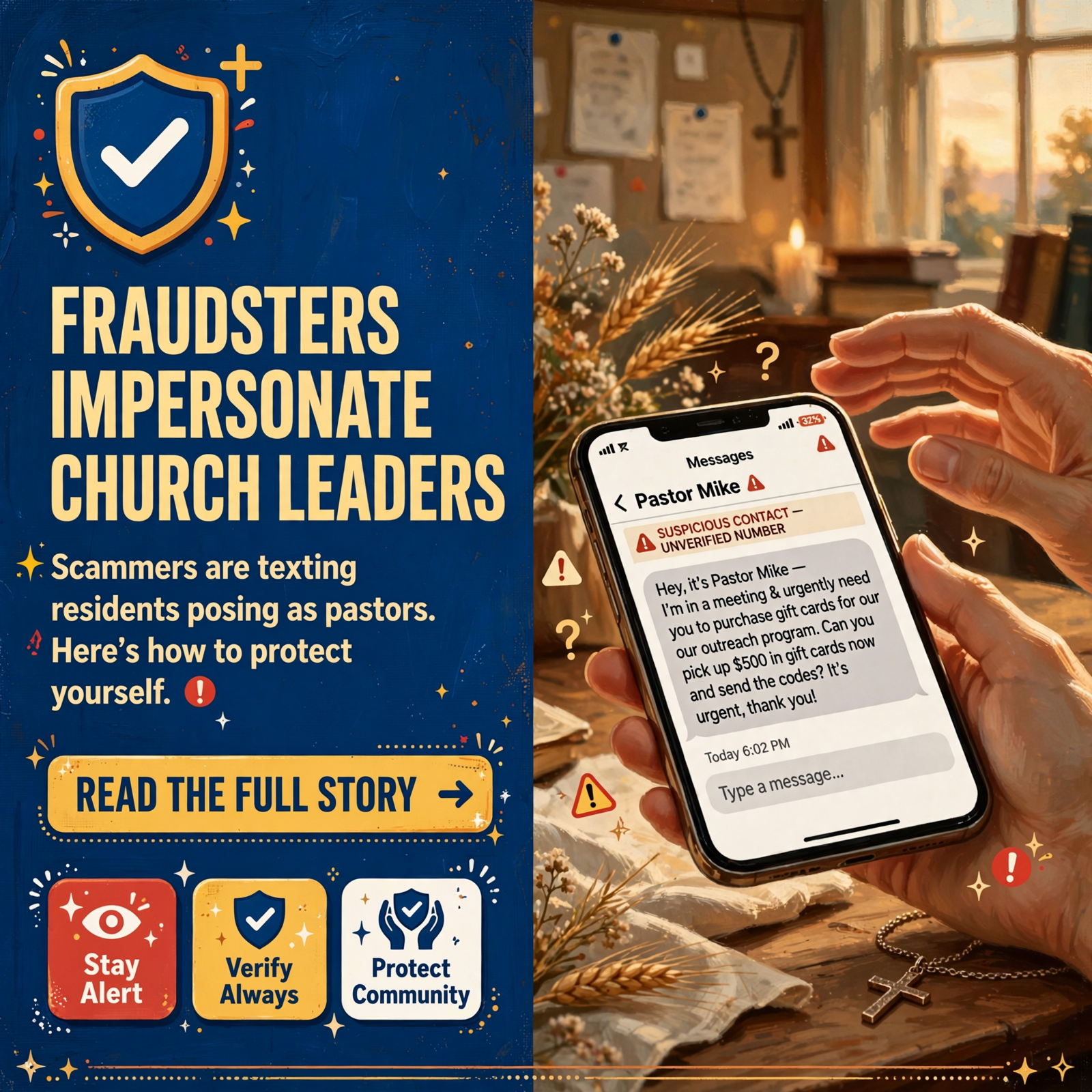 Featured image for "⚠️ Scam Alert: Imposter Text Messages Using Pastor's Name in Circulation"