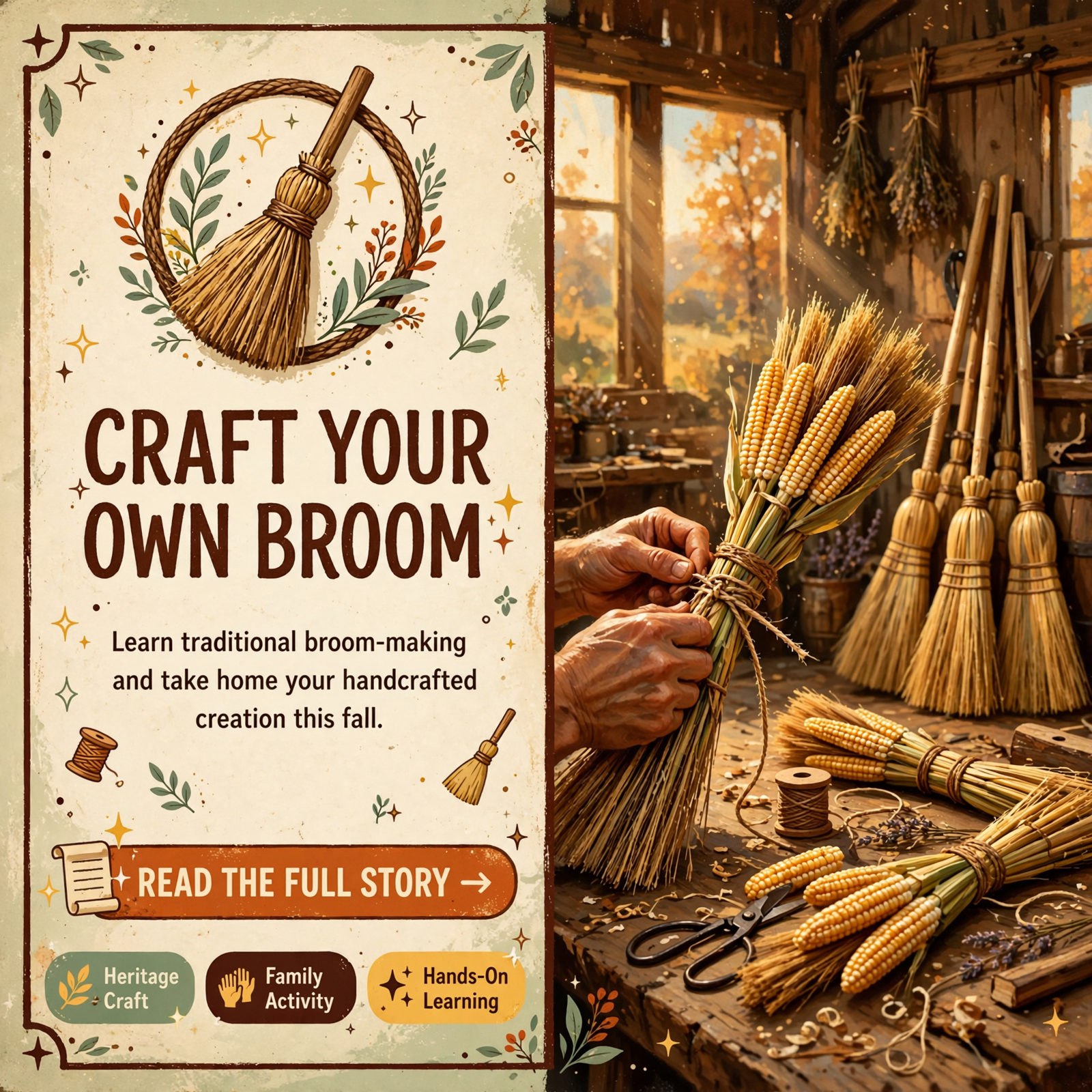 Featured image for "🧹 Make Your Own Broom Workshop Comes to Wheeler's Orchard & Vineyard"