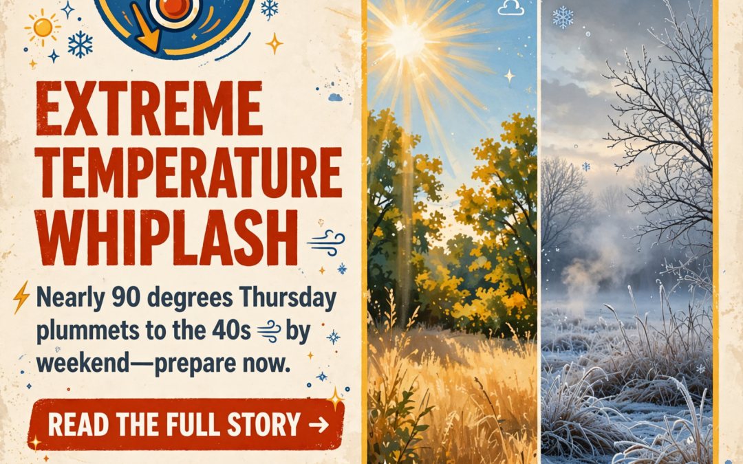 π‘οΈ Record Heat Thursday Gives Way to 40-Degree Temperature Plunge This Weekend