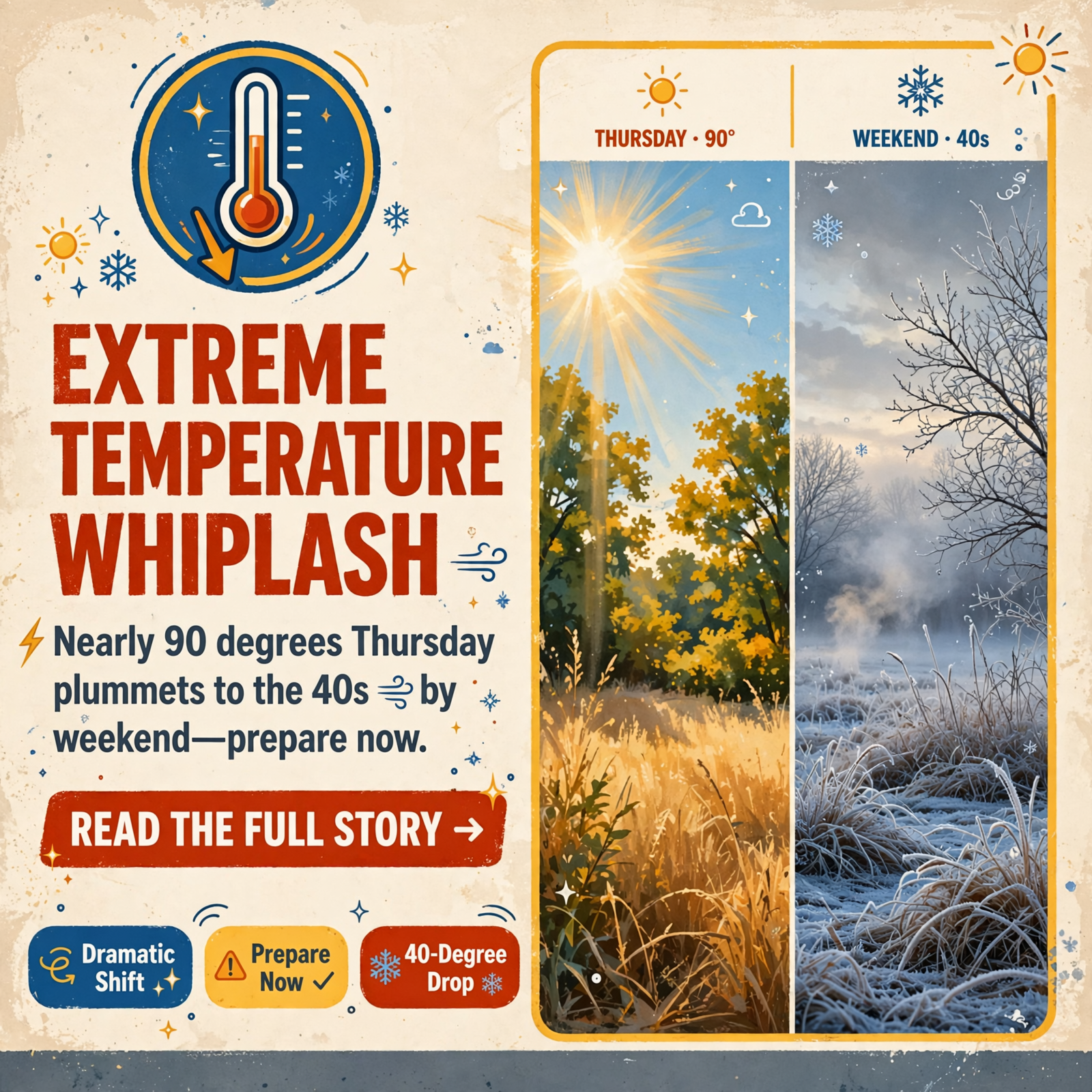 Featured image for "🌡️ Record Heat Thursday Gives Way to 40-Degree Temperature Plunge This Weekend"