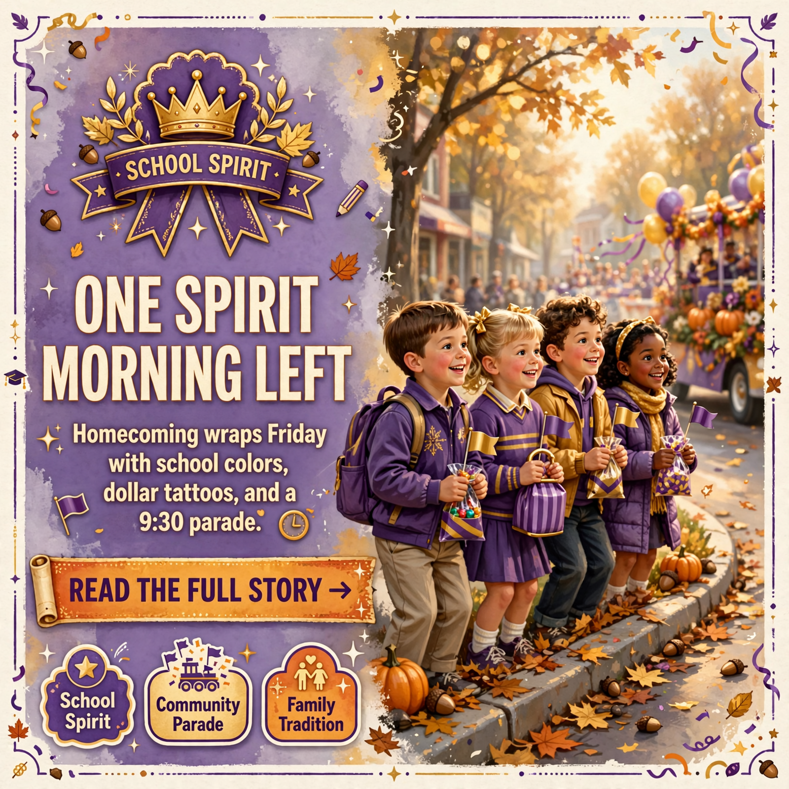 Featured image for "💜 One Spirit Morning Left — Go Indians Friday, $1 Griffith Tattoos at 7, the 9:30 Parade and Coats for a 38-Degree Saturday Night"