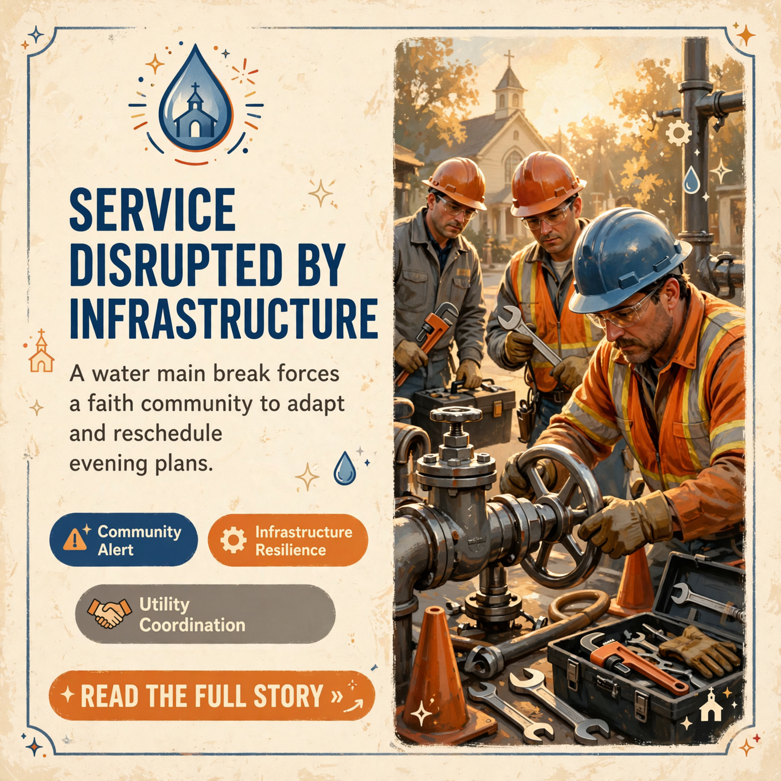 🚨 Water Main Break Forces Service Cancellation at Daisy Church of God Ministry — Featured Image Featured image for "🚨 Water Main Break Forces Service Cancellation at Daisy Church of God Ministry"