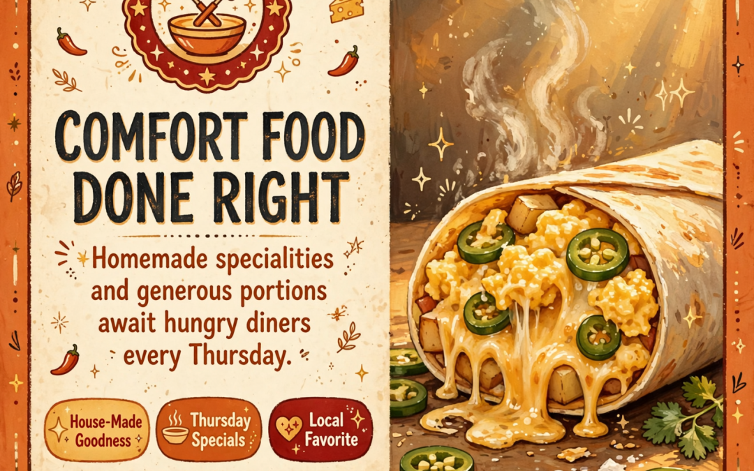 🌶️ Thursday Specials at BB’s Cafe in Spring City – Jalapeño Pimento Cheese Burrito & Steakhouse Burger